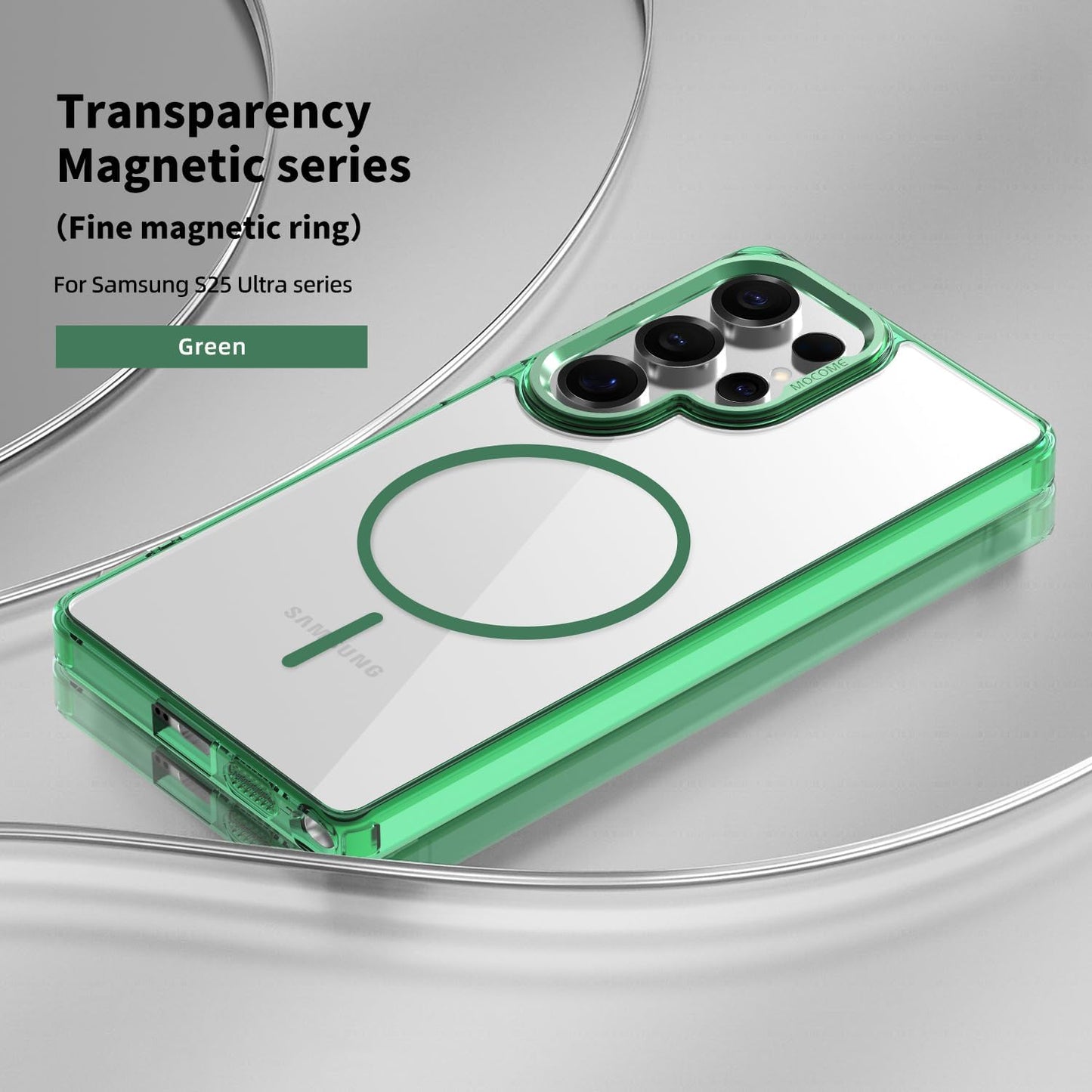 iTape Magnetic transparent phone case for Samsung Galaxy S25 Ultra, supports wireless charging, military-grade drop-proof, Car magnetic bracket 2 in 1 magnetic card holder