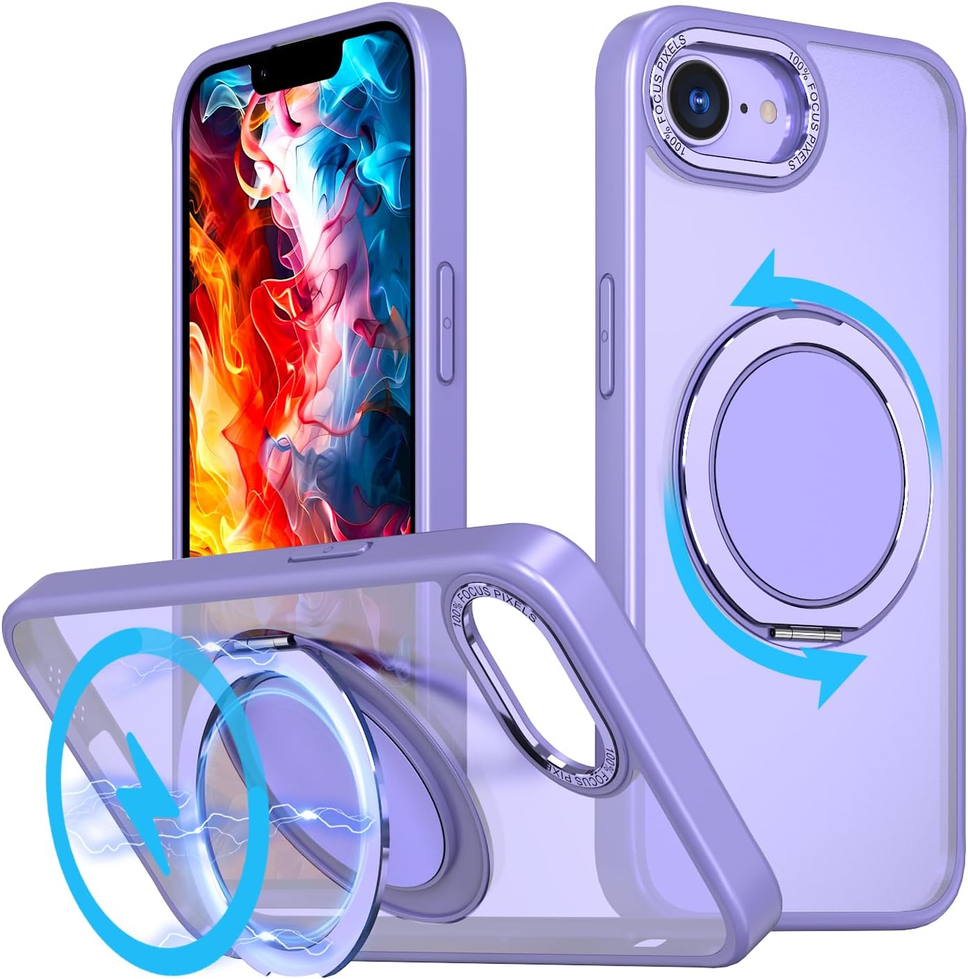 Magnetic phone case for iPhone 16E, mechanical gear 360° rotating bracket supports wireless charging, shockproof ultra-thin shell