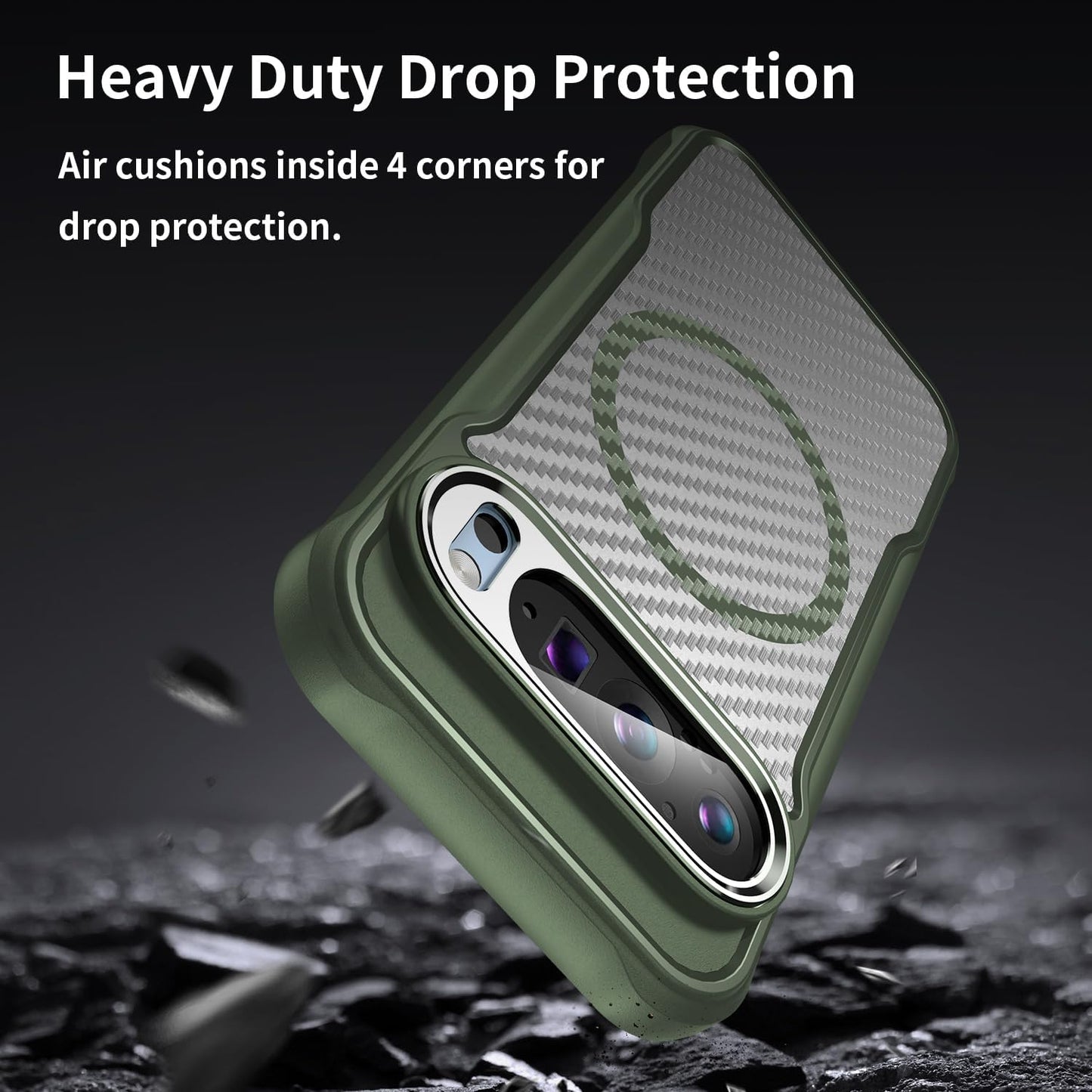 iTape Magnetic carbon fibre case for Google Pixel 9 Pro, support wireless charging, carbon fibre shockproof slim case Black