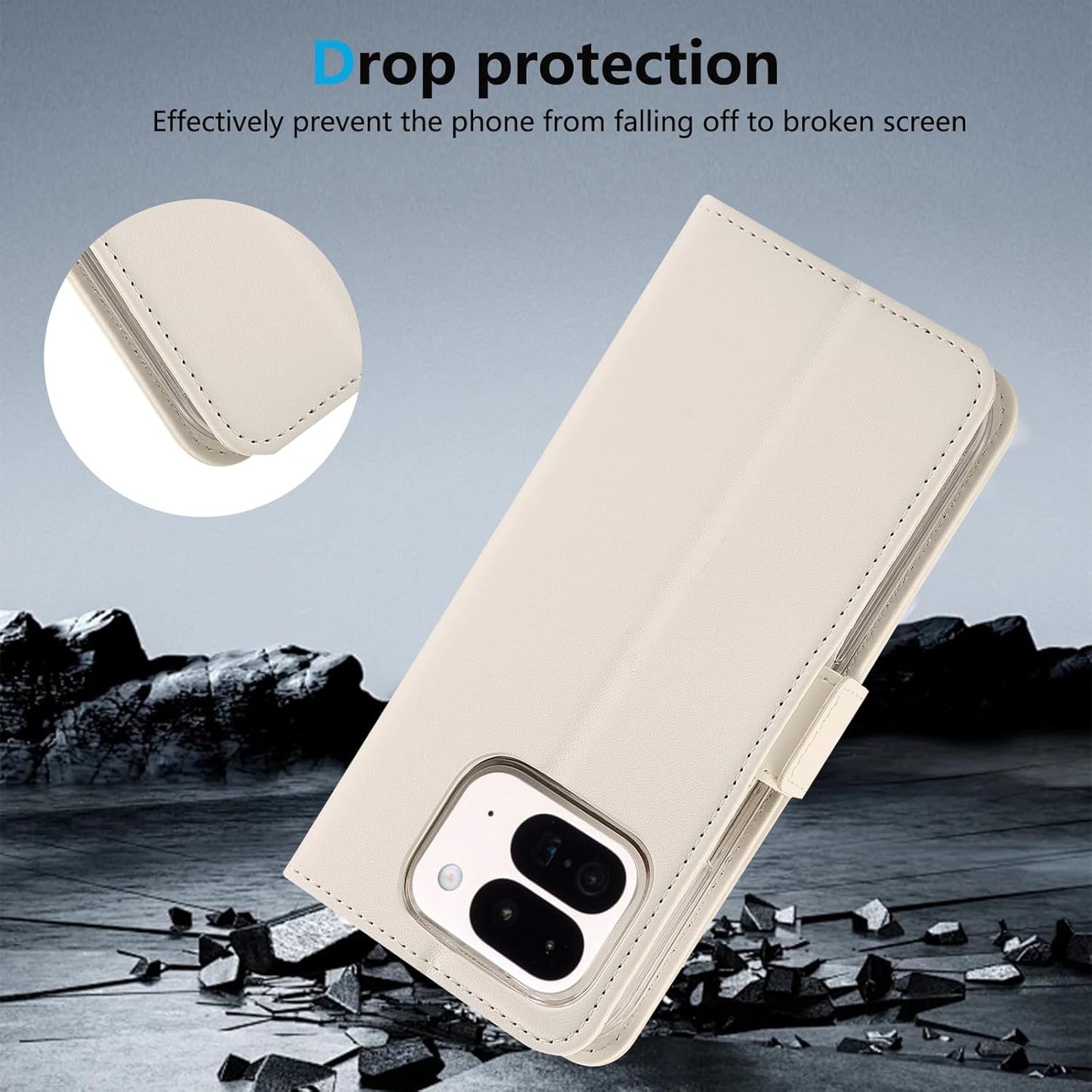 iTape Folding Magnetic Leather Case for Google Pixel 9 Pro Fold, RFID Anti-theft Wallet Phone Case, Multi-Card Slot Magnetic Flip Cover Holder Pink