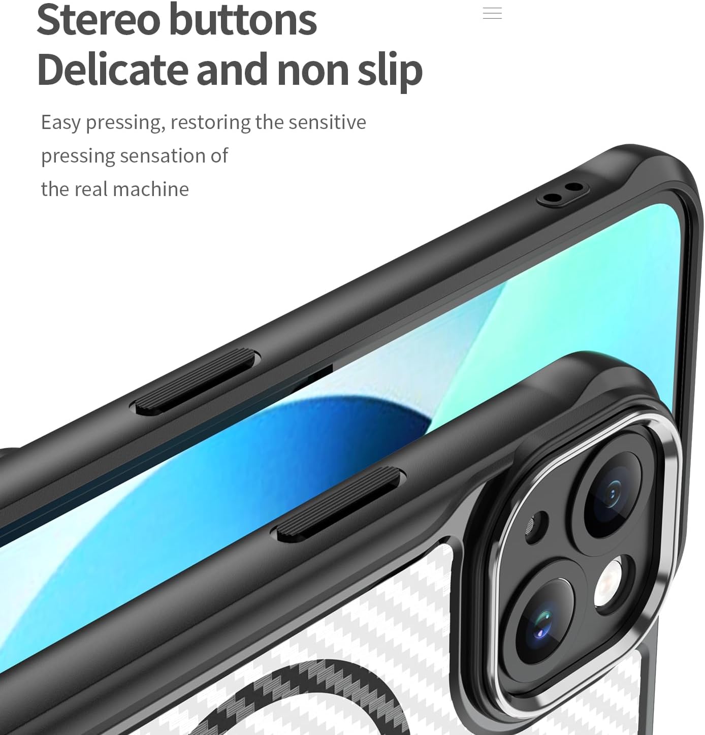 Magnetic carbon fibre case for iPhone 13, support wireless charging, carbon fibre shockproof slim case Purple
