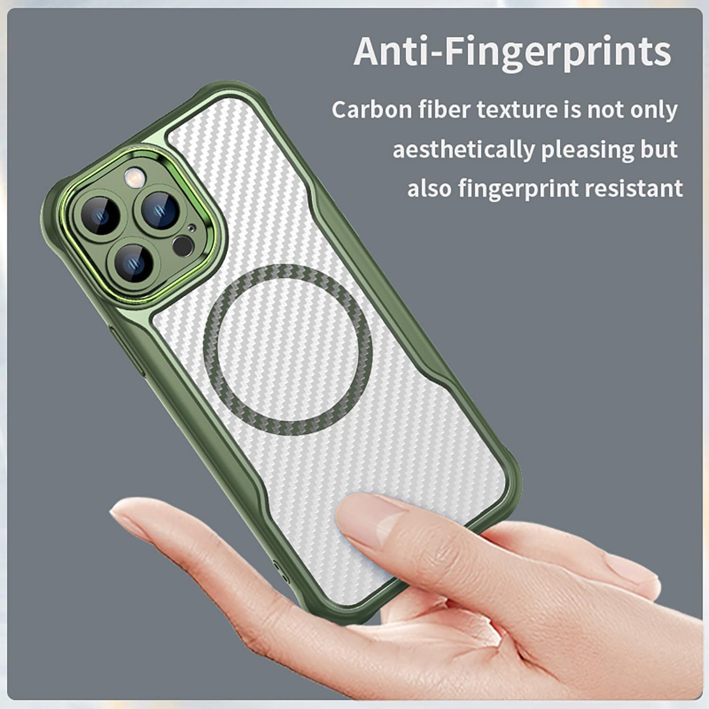 Magnetic carbon fibre case for iPhone 13 Pro max, support wireless charging, carbon fibre shockproof slim case Black