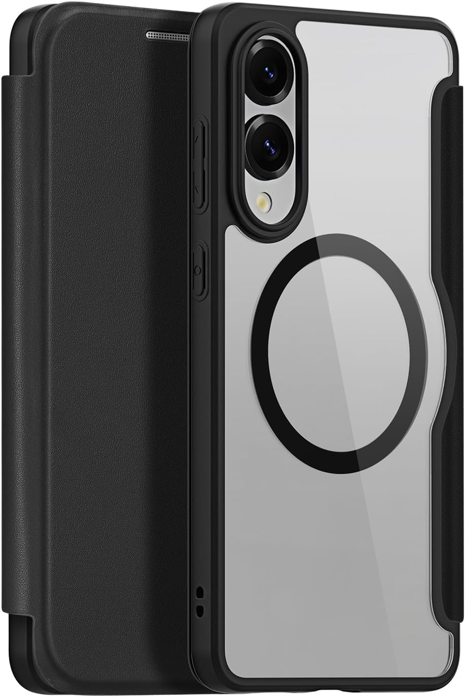 iTape Magnetic phone case for Samsung Galaxy S25 Edge, wireless charging + (FRID) anti-theft card slot, magnetic ring bracket, transparent back cover