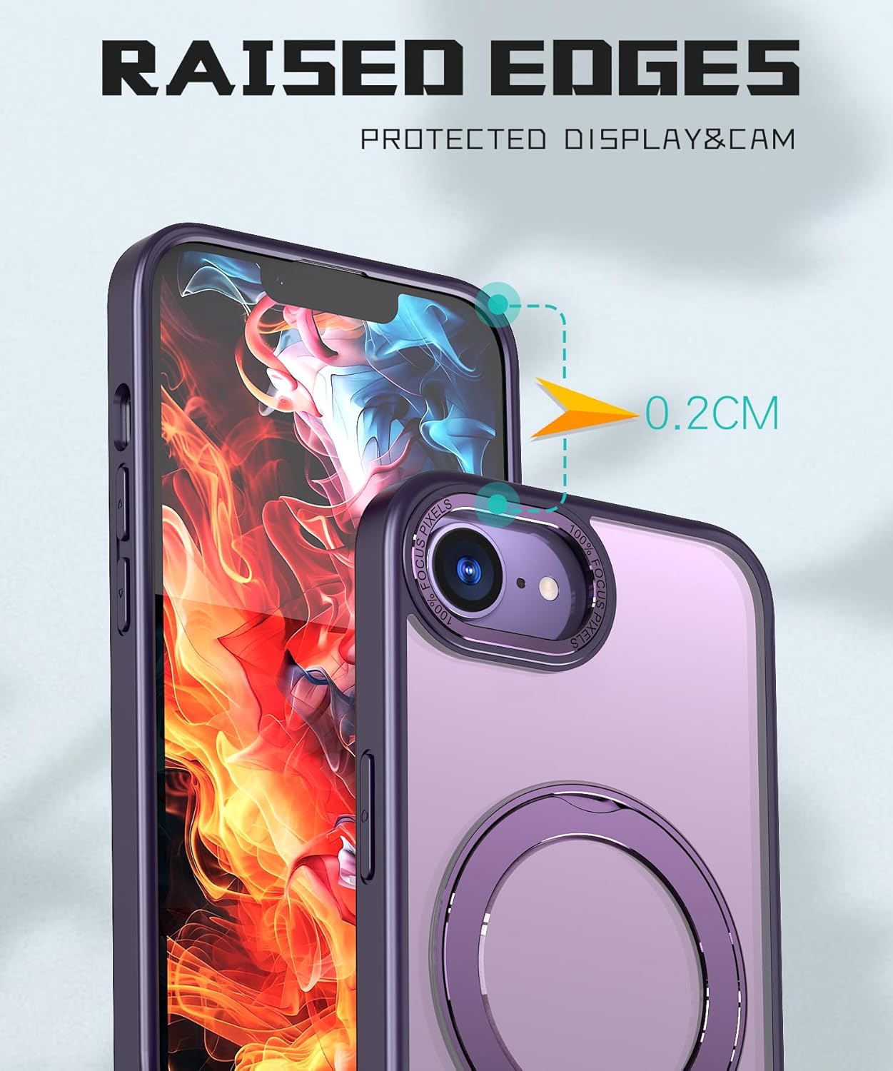 Magnetic phone case for iPhone 16E, 360° rotating bracket supports wireless charging, shockproof ultra-thin shell Gray