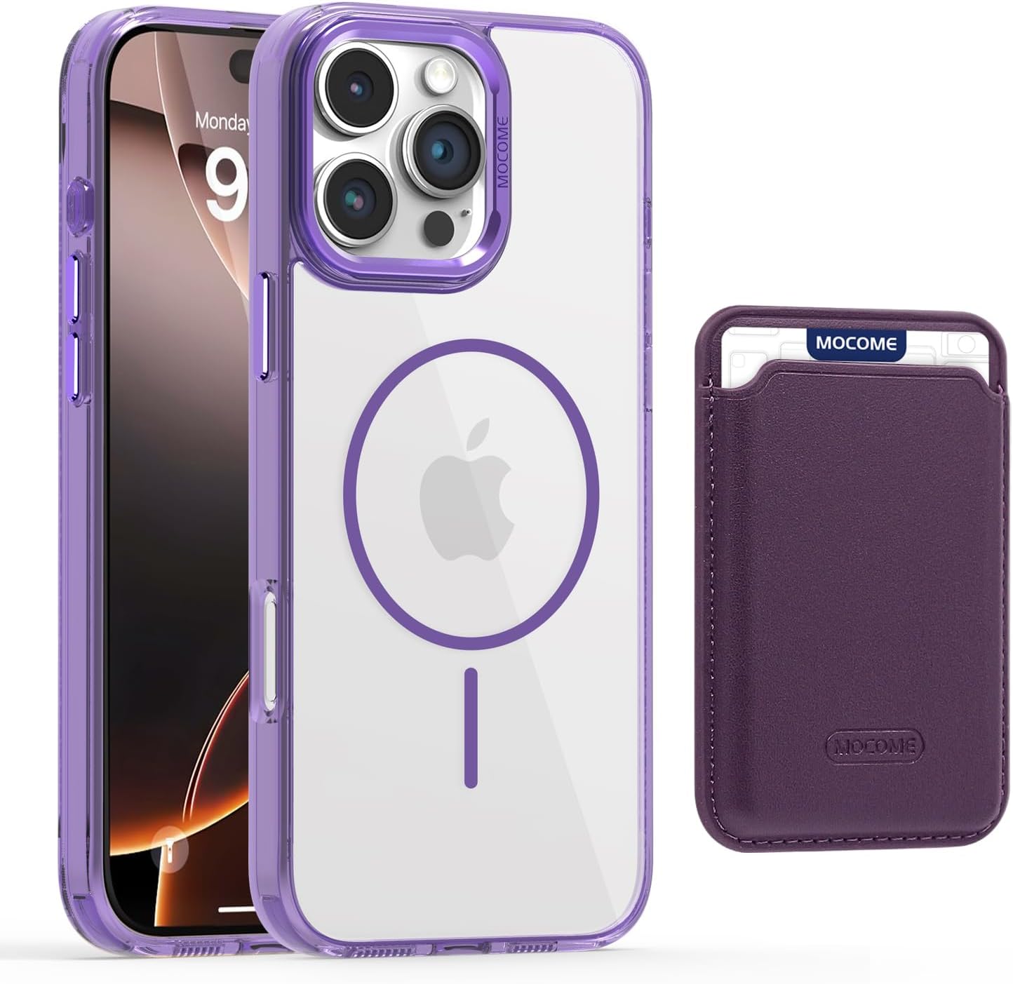 Magnetic transparent phone case for iPhone 16 Pro max, supports wireless charging, military-grade drop-proof, compatible with iPhone 16 Pro max Car magnetic bracket 2 in 1 magnetic card holder