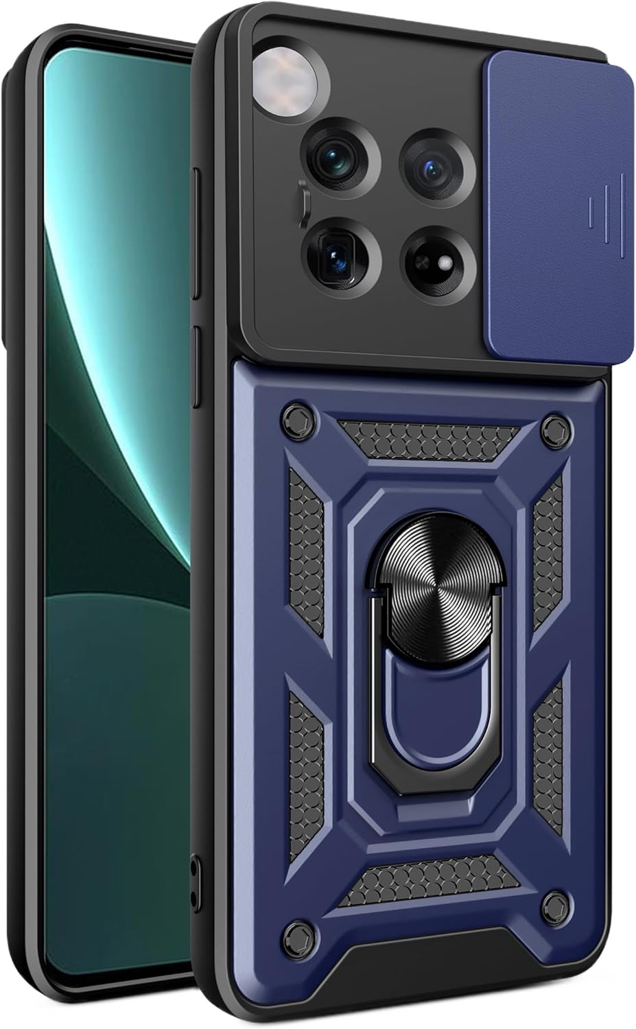 iTape Shockproof phone case for one plus 12 5G, with sliding window back cover, ring buckle holder, magnetic phone case car mount zhij Rose Gold