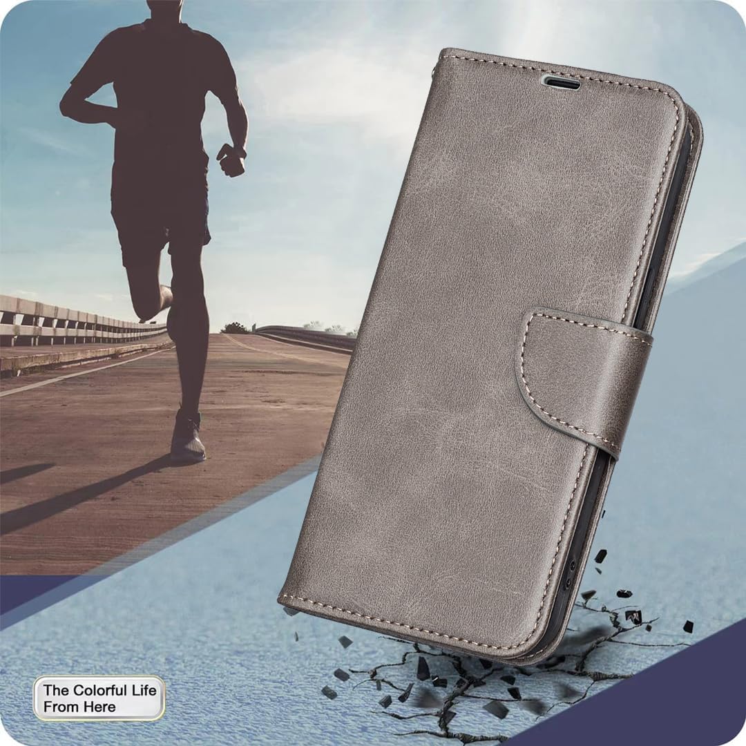 iTape Solid lambskin leather phone case for Samsung Galaxy S25 Edge, snap wallet style case, flip stand shock protection Brown