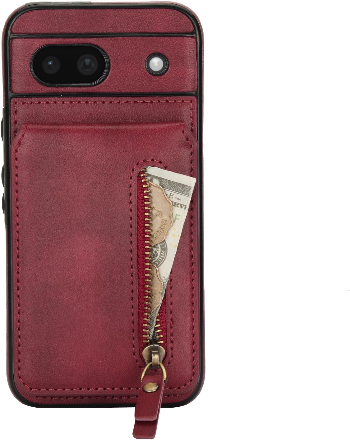 iTape Magnetic card holder phone case suitable for Google Pixel 8A, zipper magnetic split magnetic wallet with adjustable bracket Black