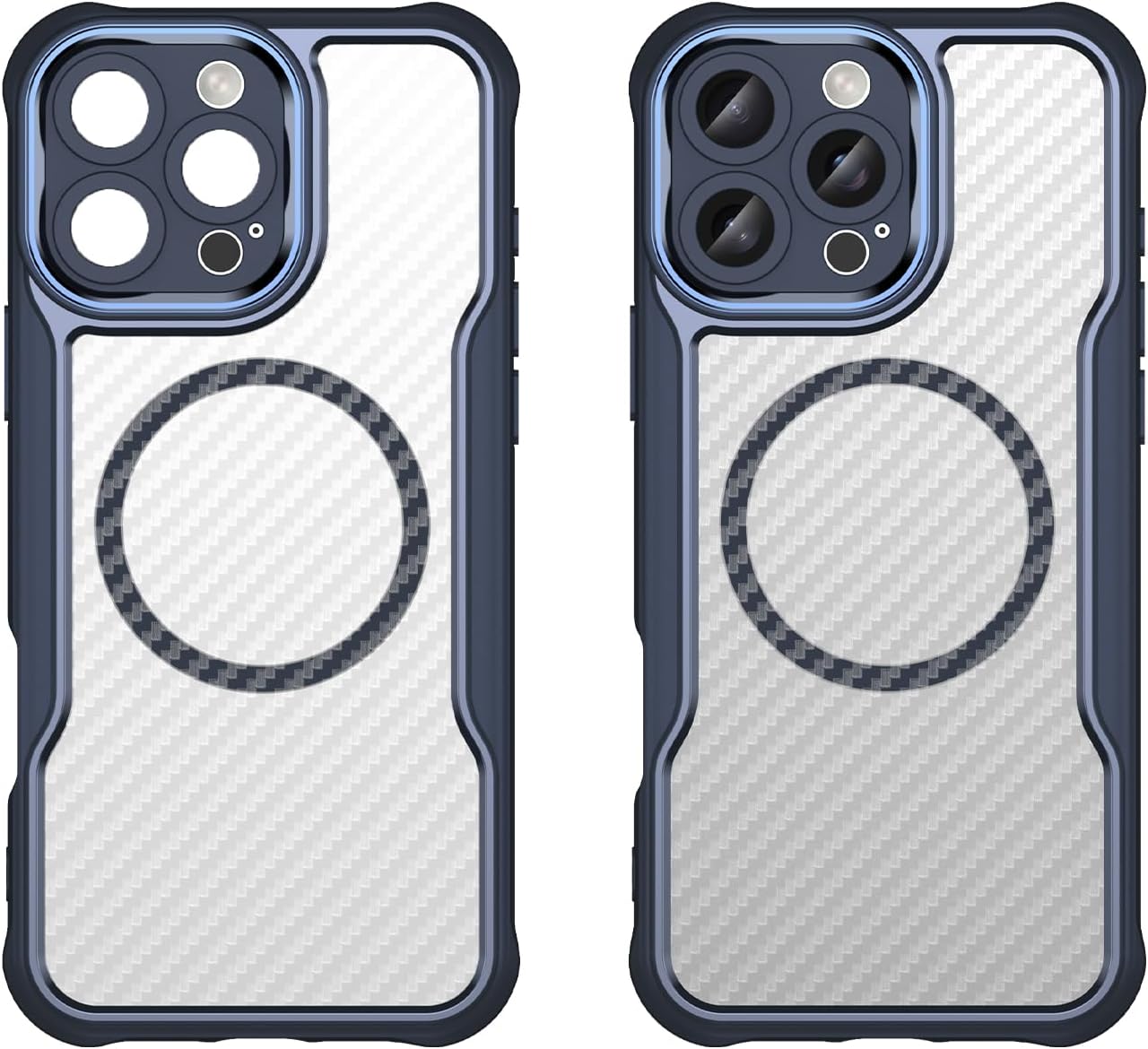 Magnetic carbon fibre case for iPhone 16 Pro max, support wireless charging, carbon fibre shockproof slim case Black