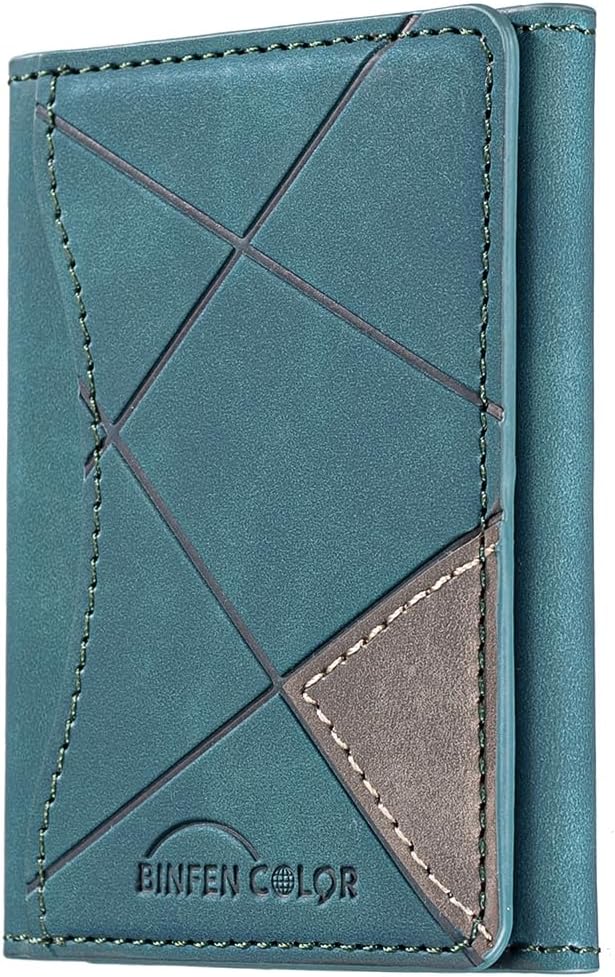 iTape Leather Magnetic Phone Wallet Compatible with Various Phone Models Android and iOS, Ultra-thin Trifold Wallet Card Holder Flip Stand Purple
