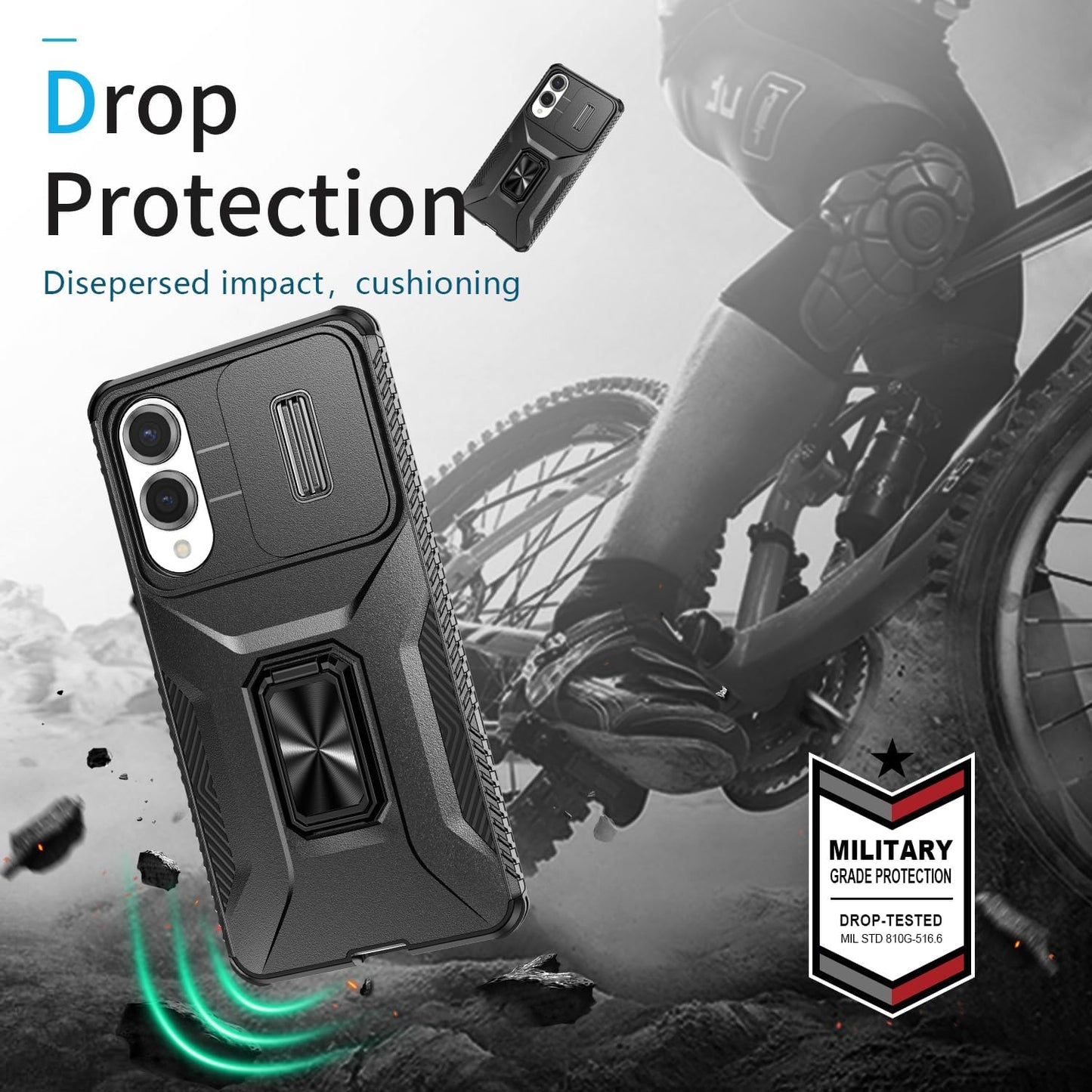Magnetic car mount 2 in 1 phone case for Samsung Galaxy S25 Edge, double layer shockproof and drop-proof protective case. 360° rotating bracket finger ring buckle push window lens protection