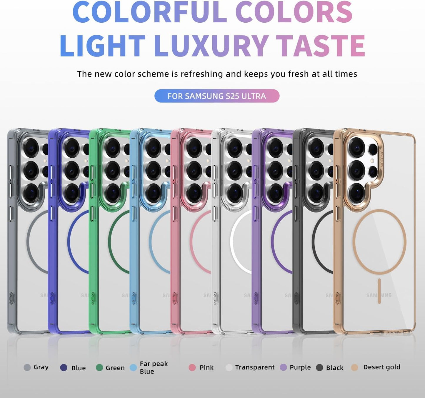 iTape Magnetic transparent phone case for Samsung Galaxy S25 Ultra, supports wireless charging, military-grade drop-proof, compatible with Samsung Galaxy S25 Ultra Car magnetic bracket