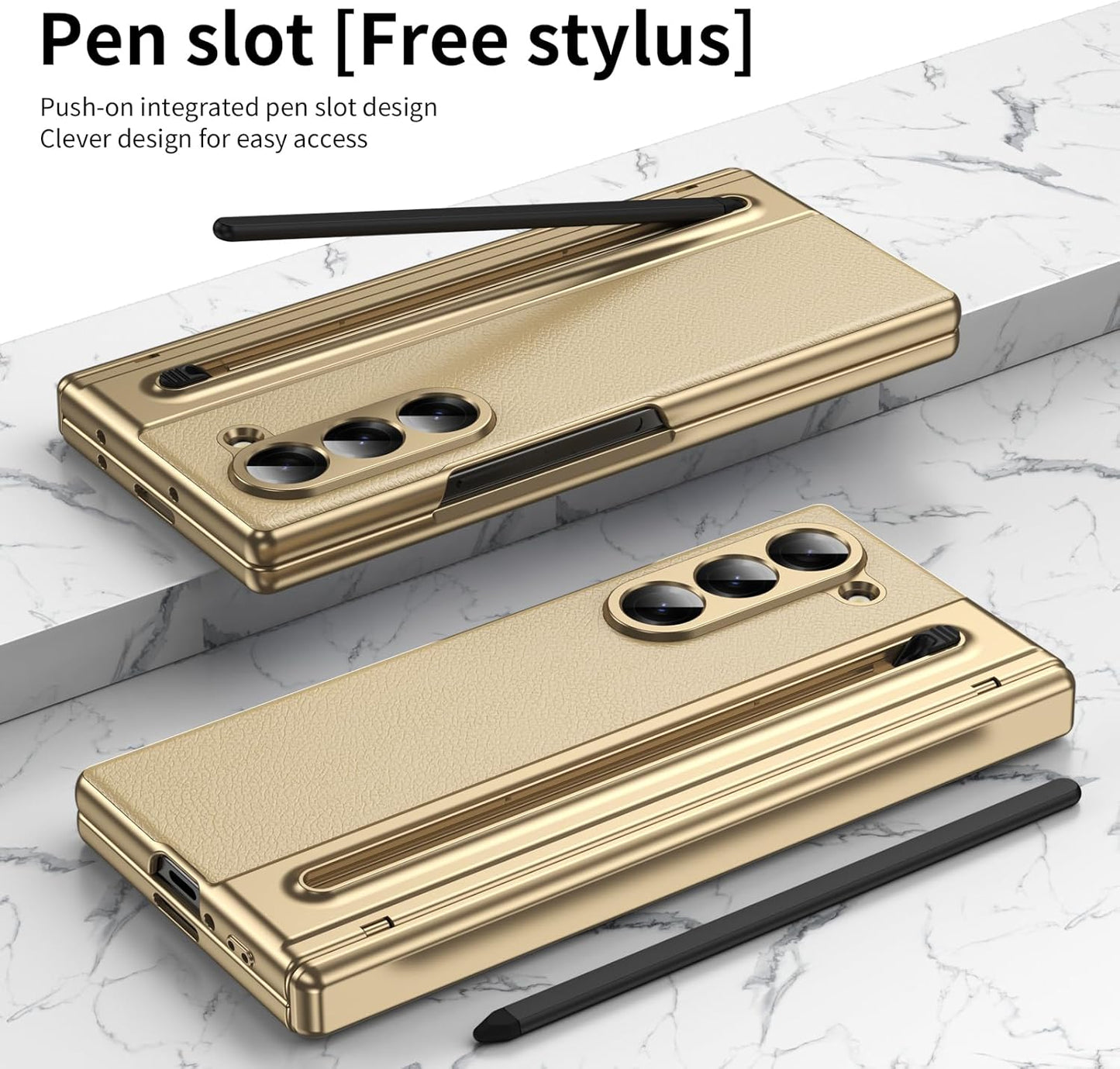 Lightweight phone case for Samsung Galaxy Z Fold6, hinged case supports wireless charging with lens protection, screen protector, complimentary stylus, drop-proof and fingerprint resistant