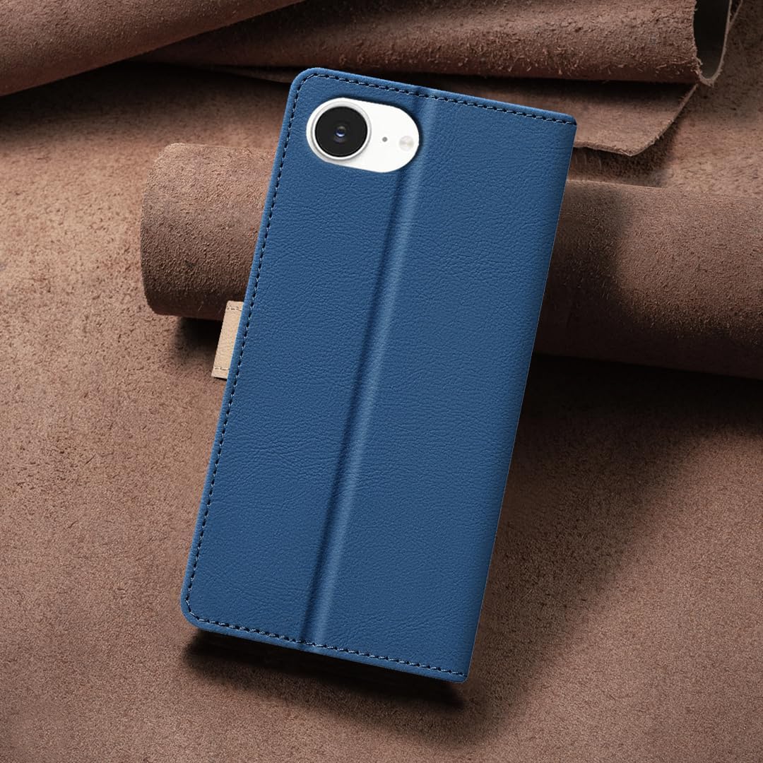 Colorblock Wallet Phone Case for iPhone 16E, Wallet Phone Case (RFID Anti-theft Swipe) Flip Stand, Credit Card Slot Wallet Black