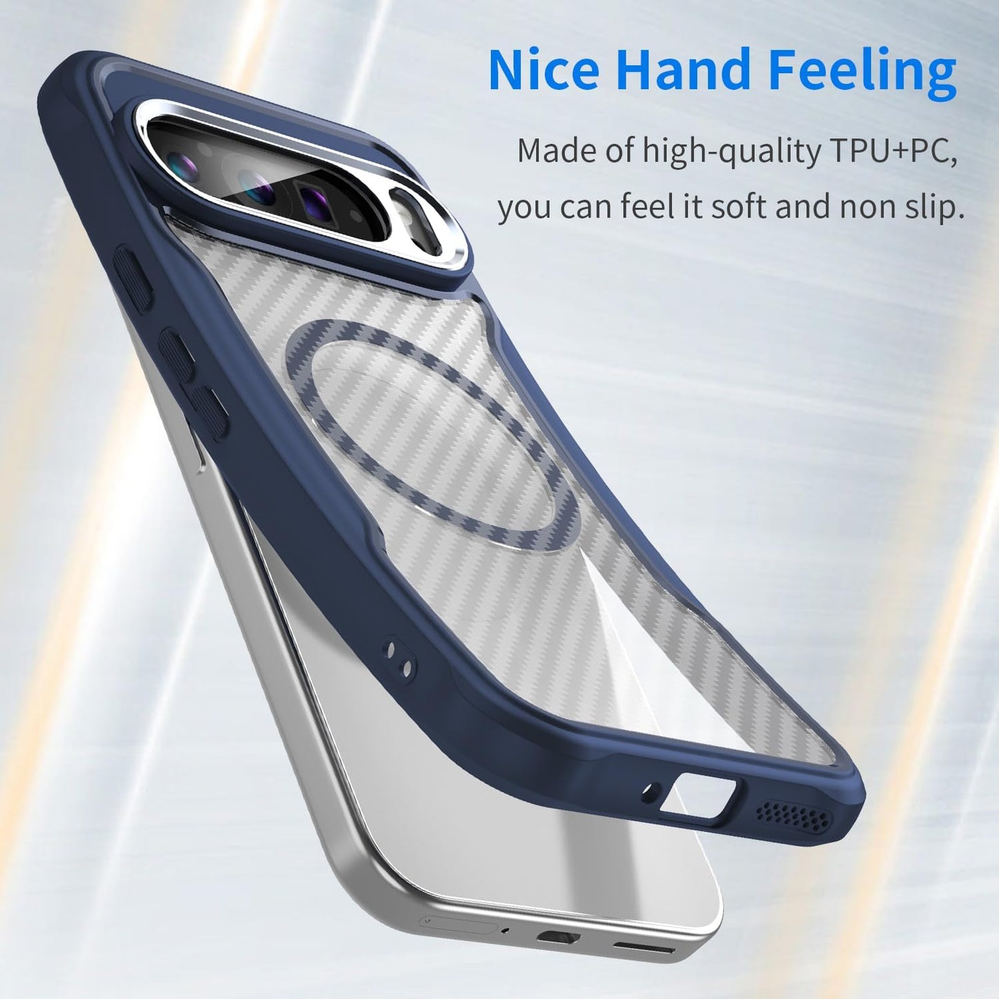 iTape Magnetic carbon fibre case for Google Pixel 9 Pro XL 5G, support wireless charging, carbon fibre shockproof slim case Green