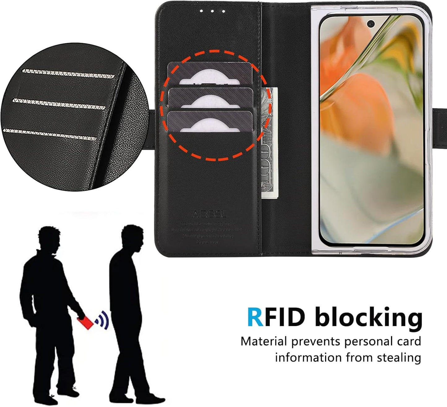 iTape Folding Magnetic Leather Case for Google Pixel 9 Pro Fold, RFID Anti-theft Wallet Phone Case, Multi-Card Slot Magnetic Flip Cover Holder Pink