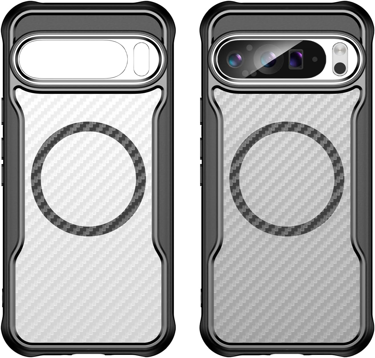iTape Magnetic carbon fibre case for Google Pixel 9 Pro XL 5G, support wireless charging, carbon fibre shockproof slim case Green
