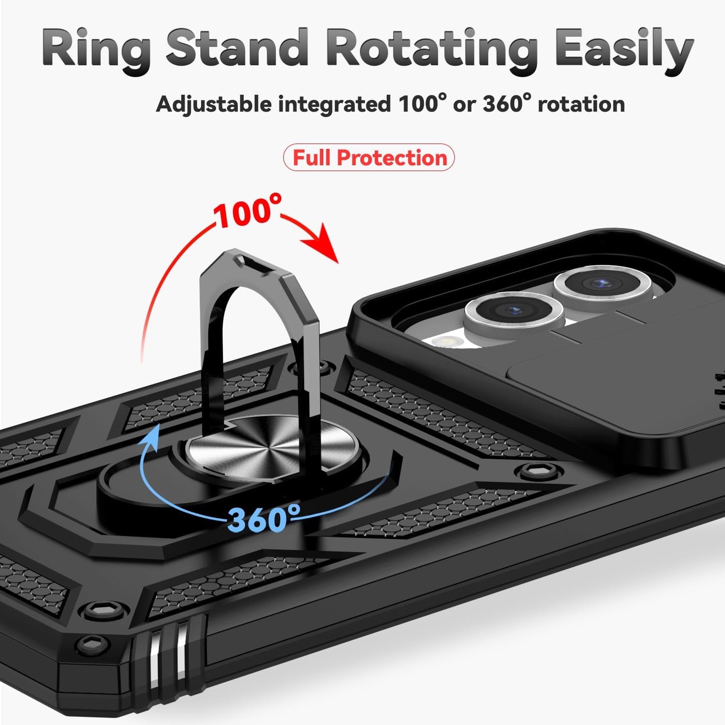 iTape Magnetic Car Mount 2 in 1 Phone Case for Samsung Galaxy S25 Edge 5G, Military Grade Protective Case, Phone Case Built-in 360° Rotating Ring Bracket Buckle Push Window Lens Protection Red