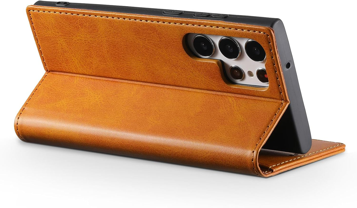 iTape Wallet phone case for Samsung Galaxy S24 Ultra, magnetic flip cover stand, leather phone case for Samsung Galaxy S24 Ultra Leather phone case Red