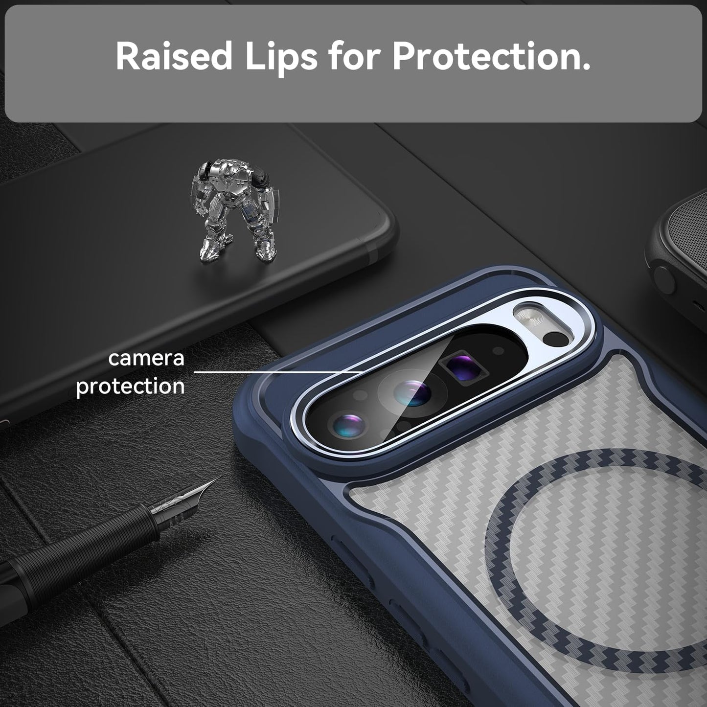 iTape Magnetic carbon fibre case for Google Pixel 9 Pro XL 5G, support wireless charging, carbon fibre shockproof slim case Green