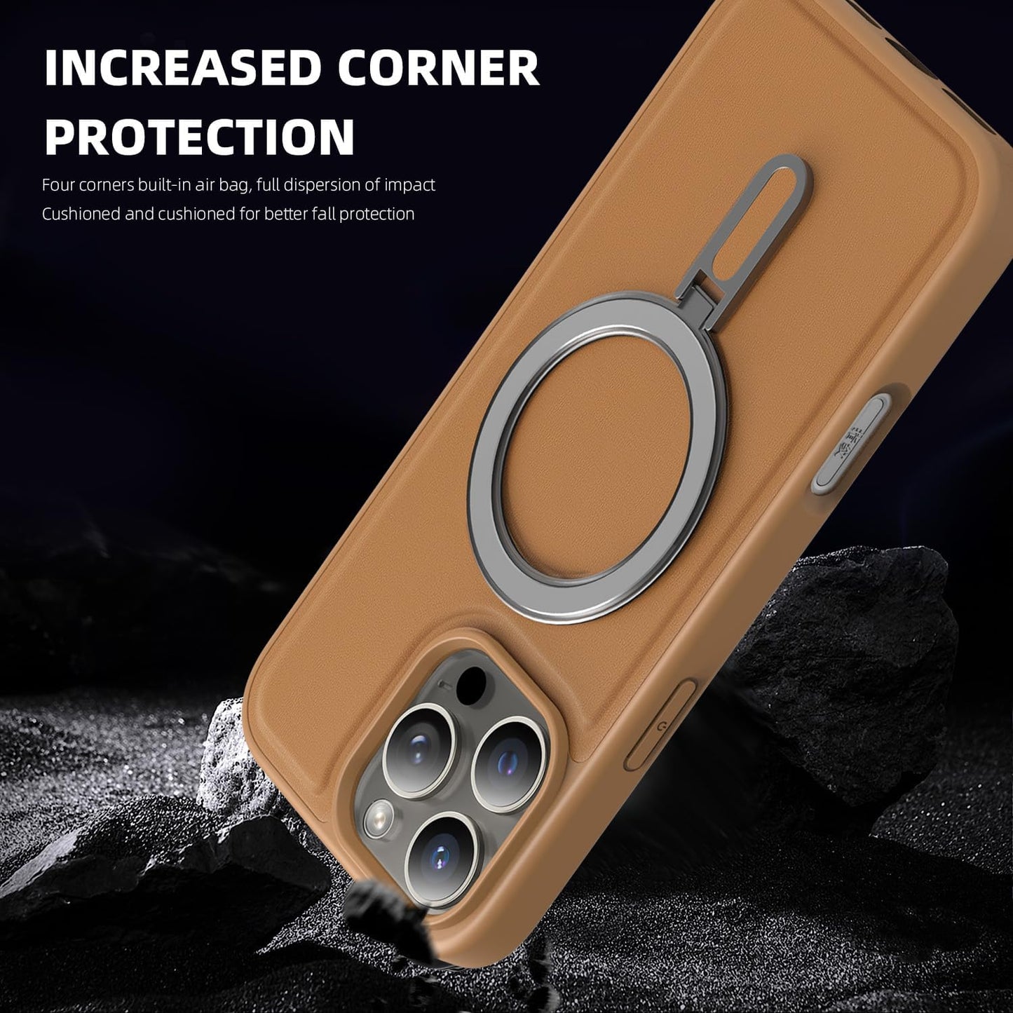 Magnetic phone case for iPhone 16 Pro max, silver magnetic ring supports wireless charging, military-grade drop resistance, compatible with iPhone 16 Pro max