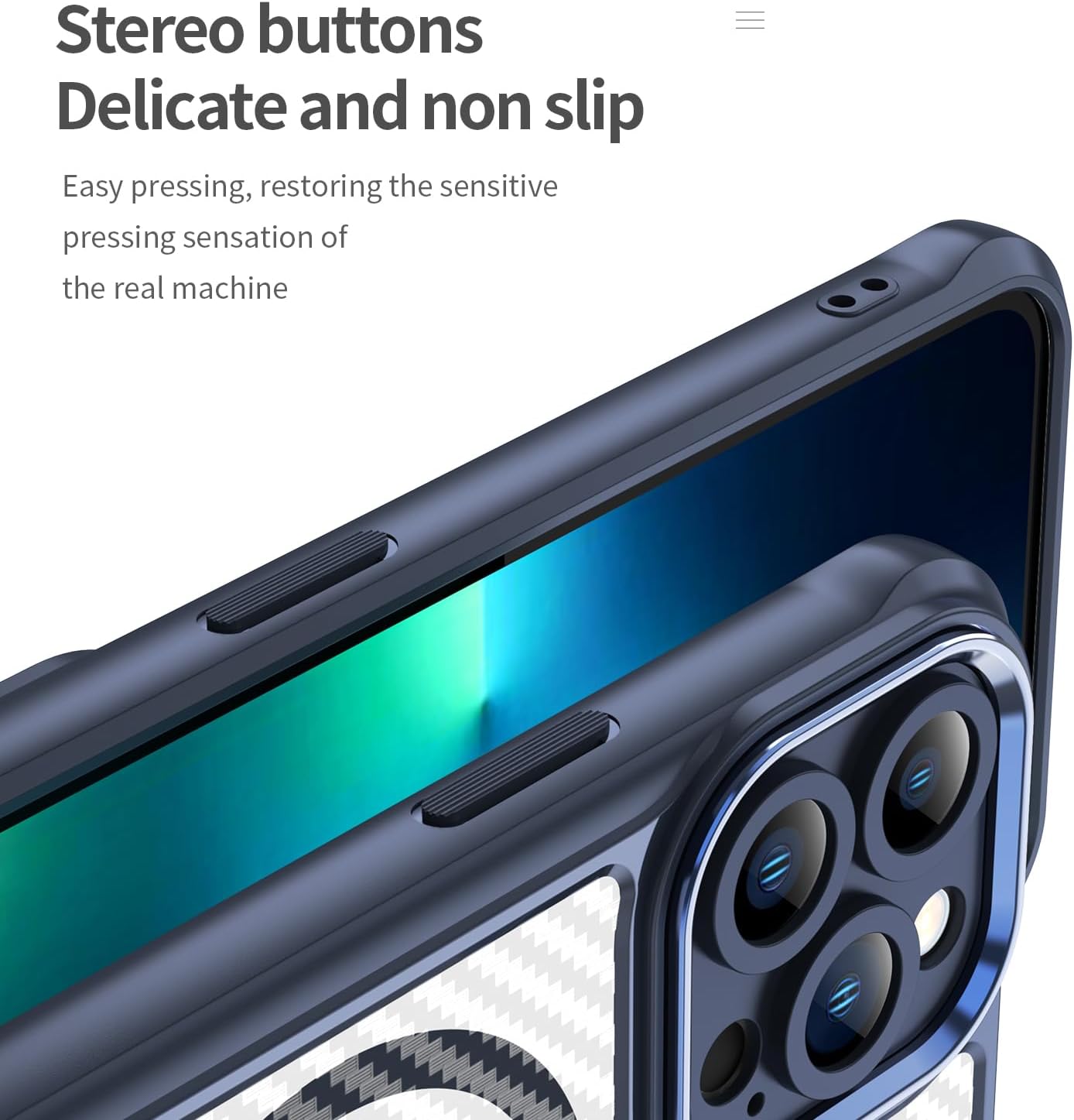 Magnetic carbon fibre case for iPhone 13 Pro, support wireless charging, carbon fibre shockproof slim case Purple