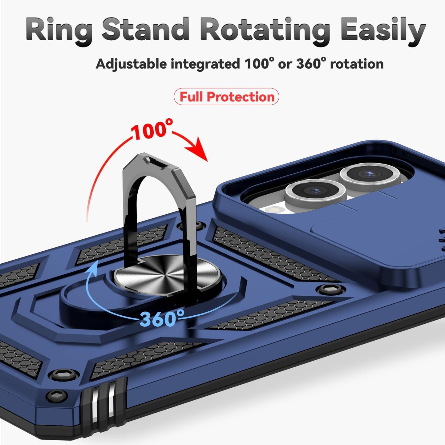 iTape Magnetic Car Mount 2 in 1 Phone Case for Samsung Galaxy S25 Edge 5G, Military Grade Protective Case, Phone Case Built-in 360° Rotating Ring Bracket Buckle Push Window Lens Protection Red