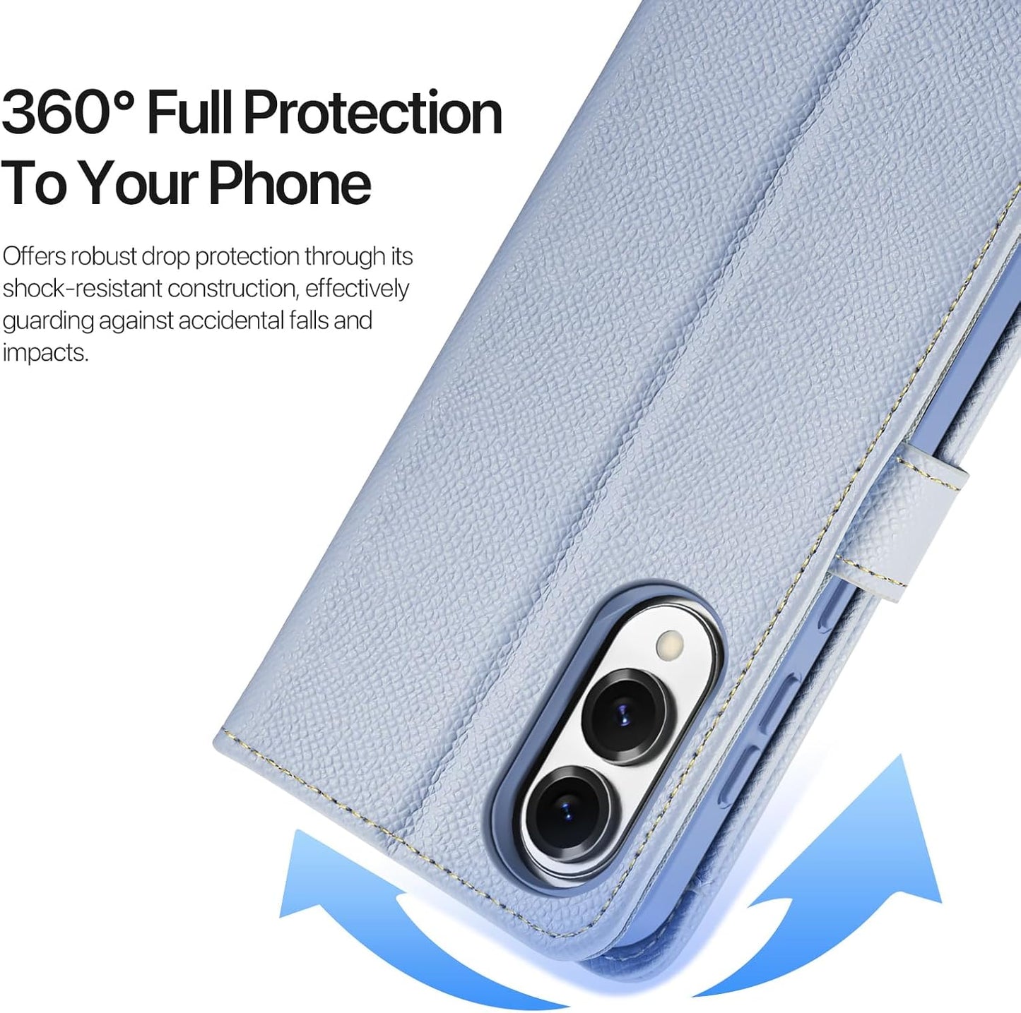 iTape Two-in-one magnetic mobile phone case for Samsung Galaxy S25 Edge, wallet-style mobile phone case with silicone shockproof protective shell supports wireless charging Light Blue