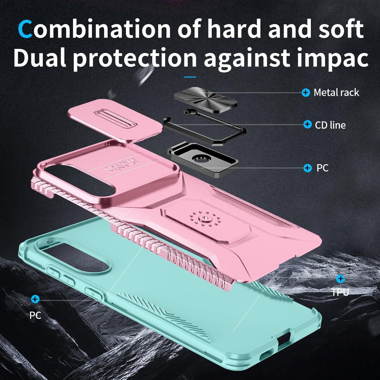 Magnetic car mount 2 in 1 phone case for Samsung Galaxy S25 Edge, double layer shockproof and drop-proof protective case. 360° rotating bracket finger ring buckle push window lens protection