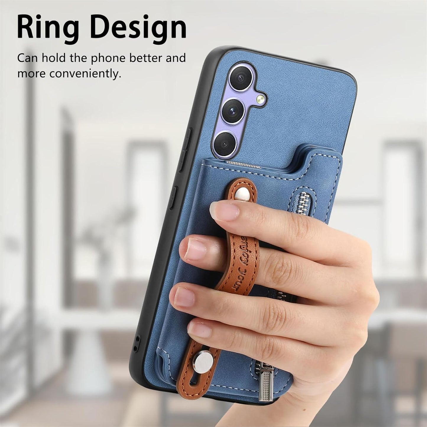 iTape Retro magnetic mobile phone case for Samsung Galaxy S25+, wireless charging magnetic car mount, Card slot, card holder, wrist strap bracket RFID anti-theft card Orange