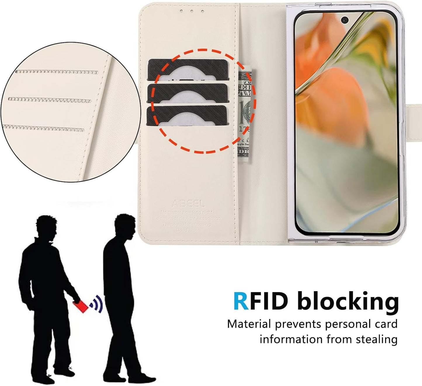 iTape Folding Magnetic Leather Case for Google Pixel 9 Pro Fold, RFID Anti-theft Wallet Phone Case, Multi-Card Slot Magnetic Flip Cover Holder Pink