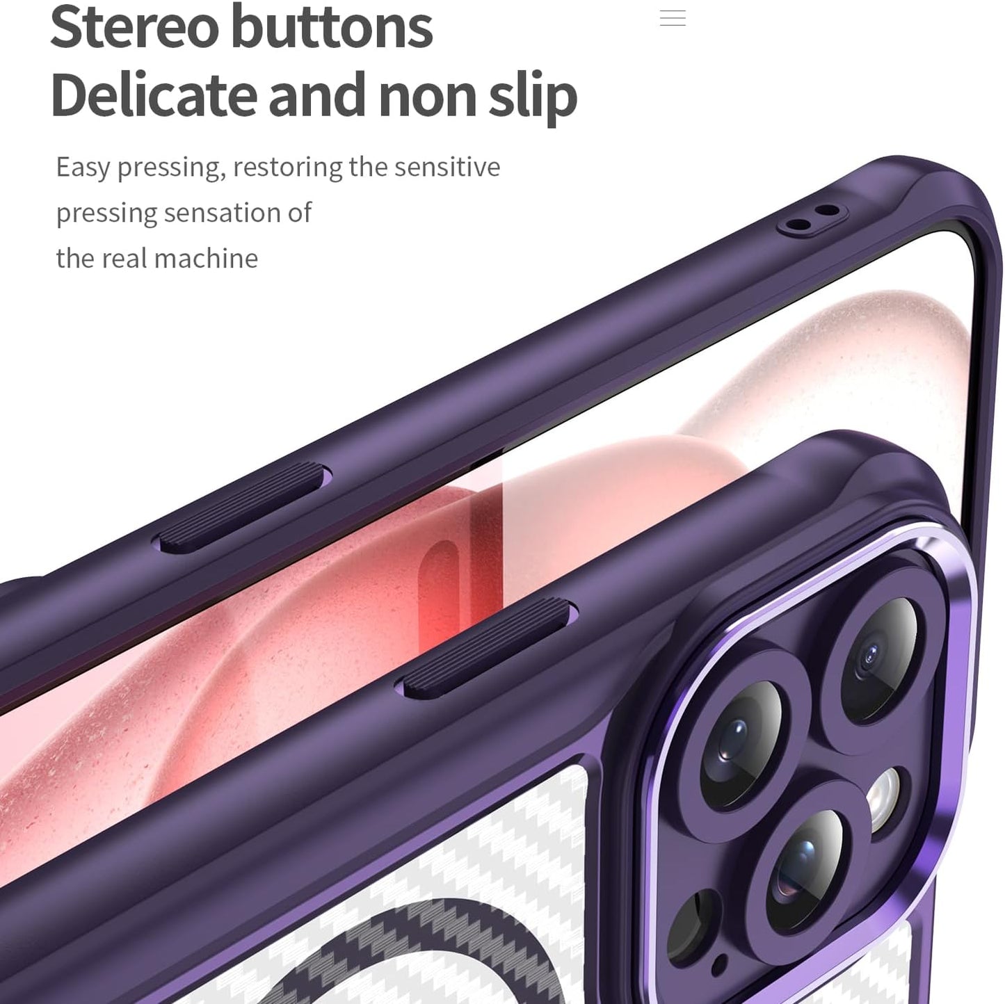 Magnetic carbon fibre case for iPhone 15 Pro max, support wireless charging, carbon fibre shockproof slim case Green