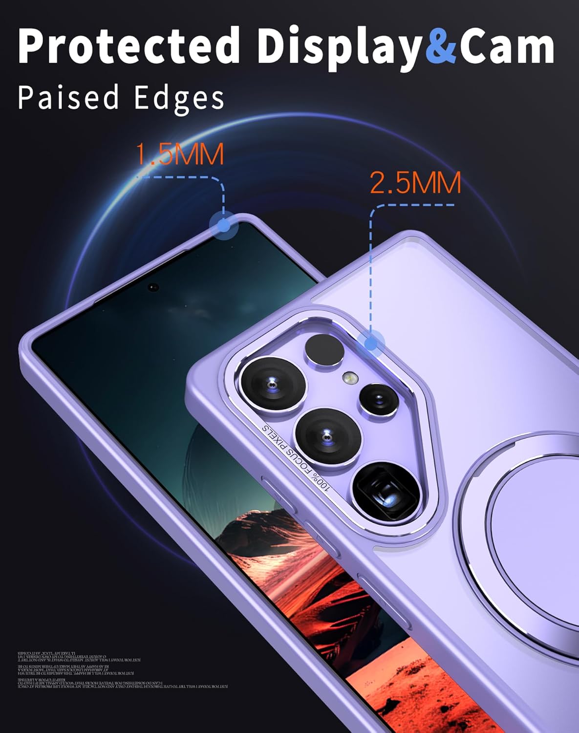 iTape Magnetic phone case for Samsung Galaxy S25 Ultra, mechanical gear 360° rotating bracket supports wireless charging, shockproof ultra-thin shell Gray