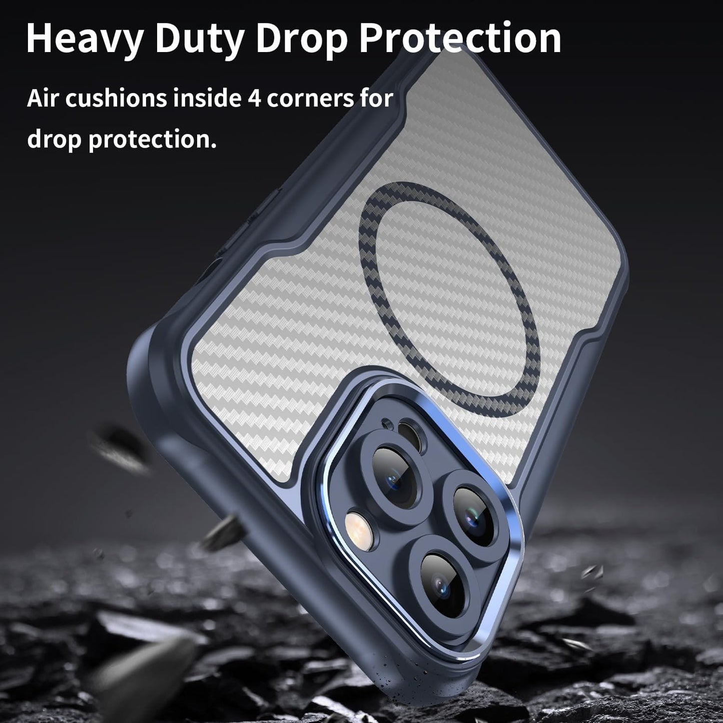 Magnetic carbon fibre case for iPhone 14 Pro max, support wireless charging, carbon fibre shockproof slim case Green