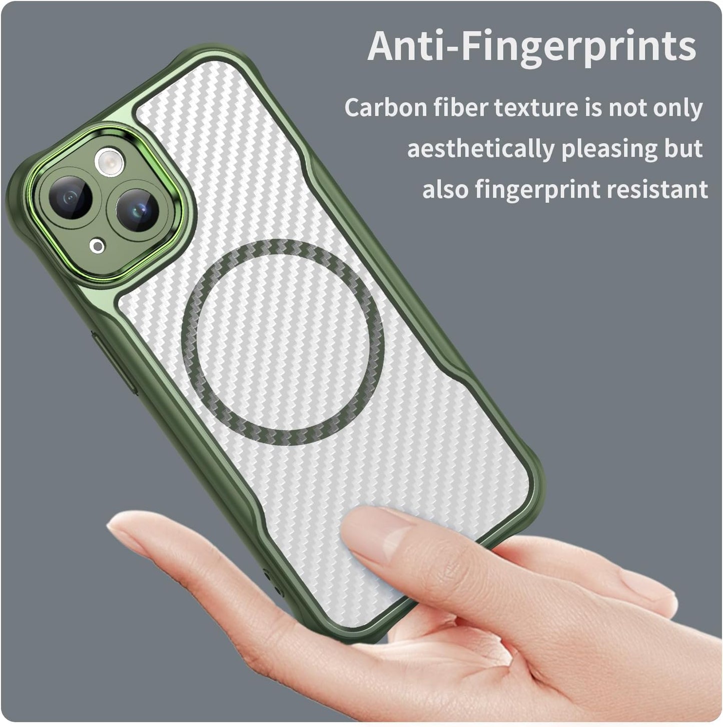 Magnetic carbon fibre case for iPhone 13, support wireless charging, carbon fibre shockproof slim case Purple