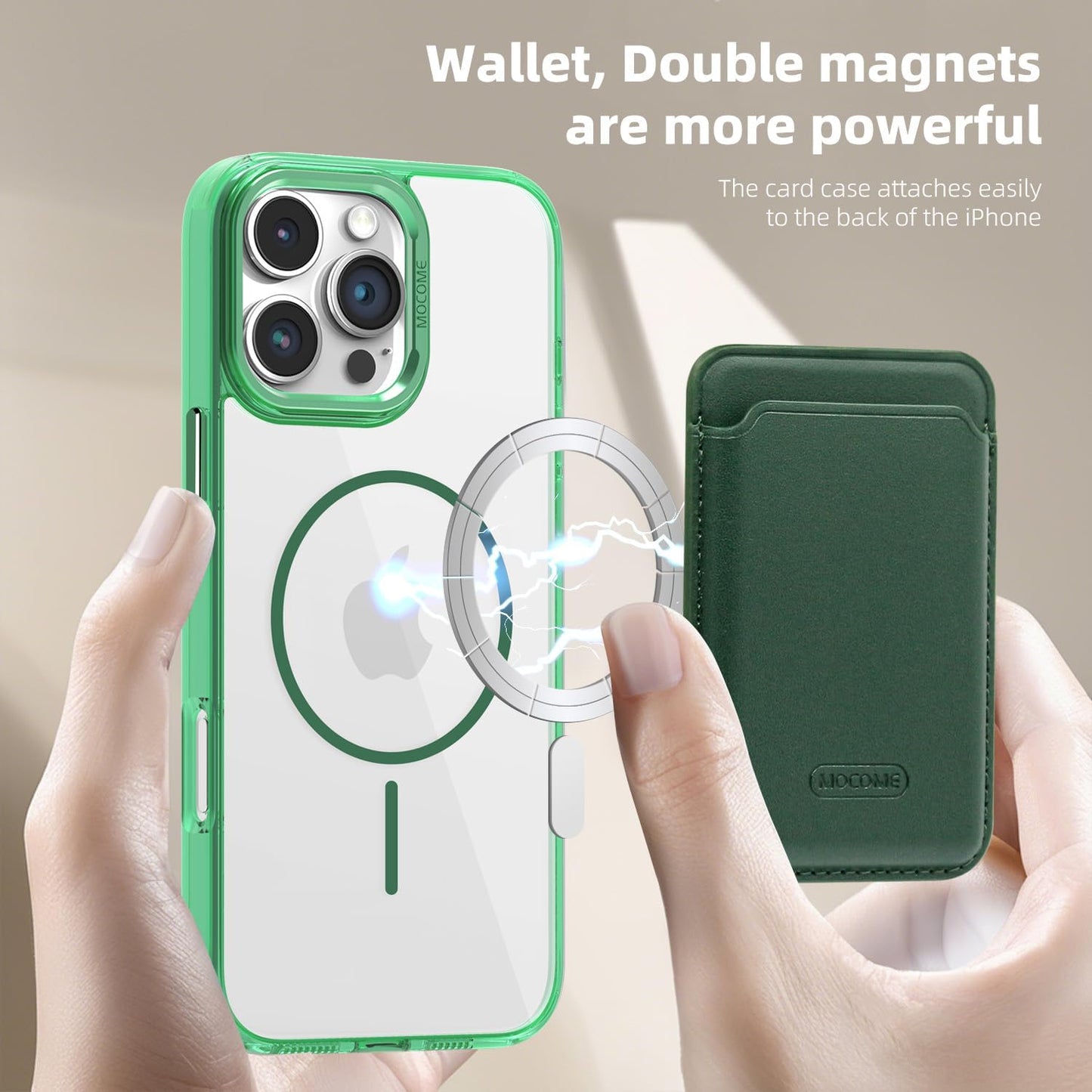 Magnetic transparent phone case for iPhone 16 Pro max, supports wireless charging, military-grade drop-proof, compatible with iPhone 16 Pro max Car magnetic bracket 2 in 1 magnetic card holder