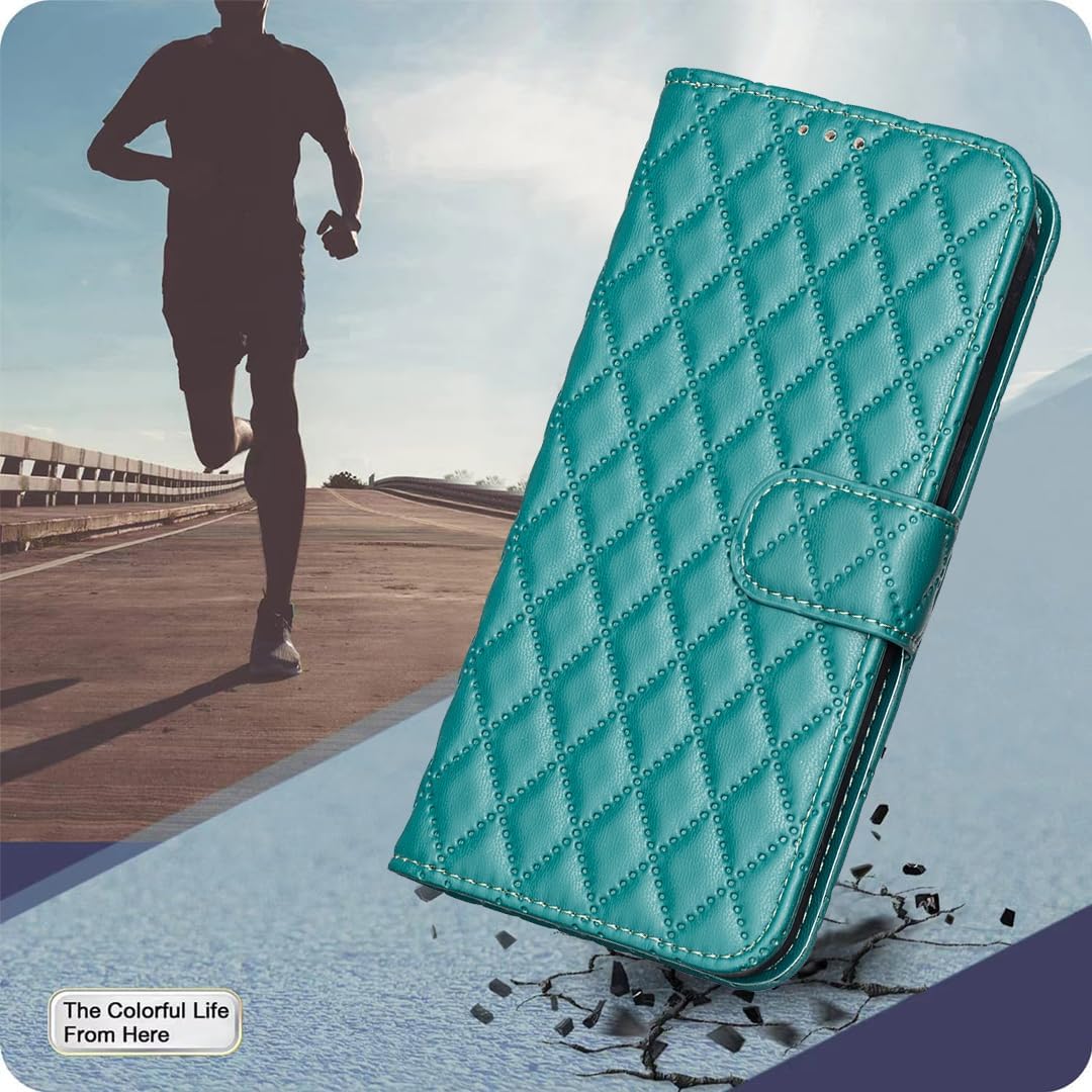 Diamond Wallet Case for iPhone 16E, Magnetic Snap Wallet Case, Flip-Stand for Shockproof Protection Green