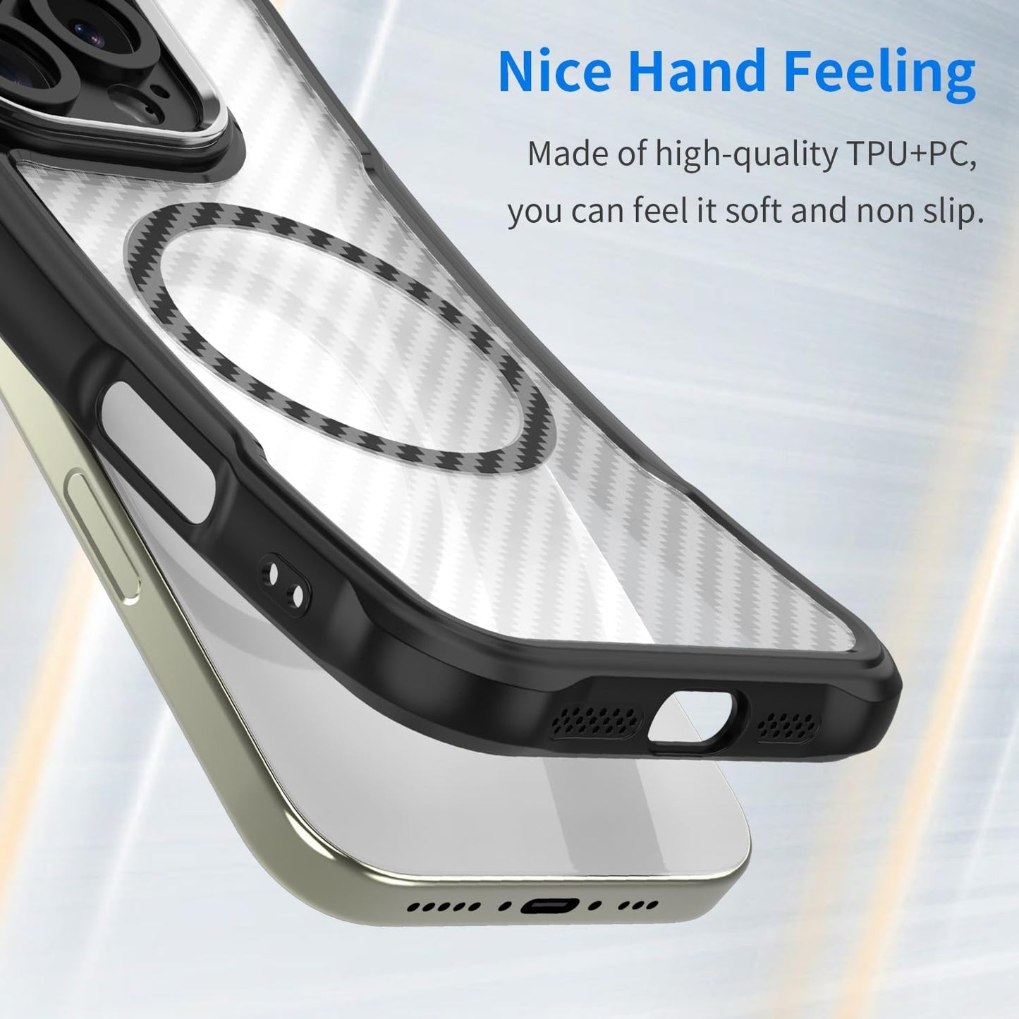 Magnetic carbon fibre case for iPhone 13 Pro, support wireless charging, carbon fibre shockproof slim case Purple