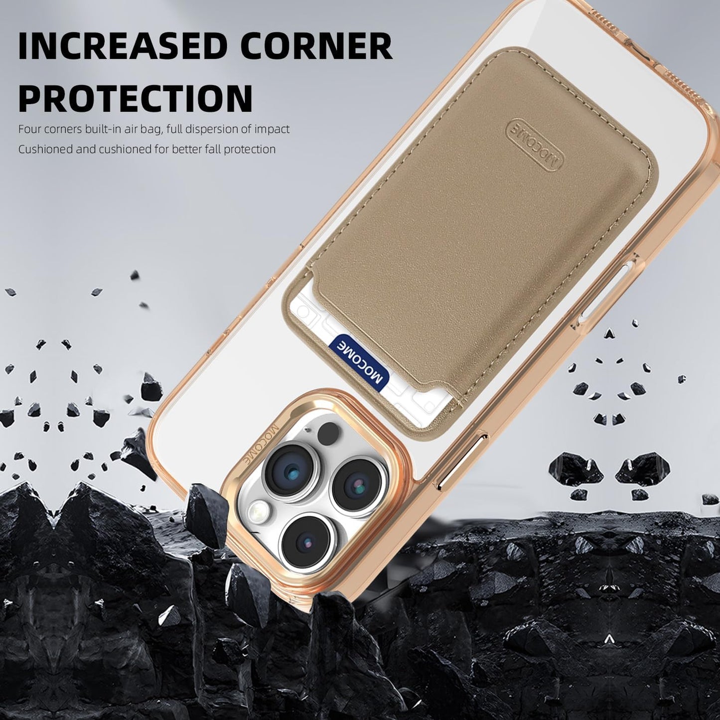Magnetic transparent phone case for iPhone 16 Pro max, supports wireless charging, military-grade drop-proof, compatible with iPhone 16 Pro max Car magnetic bracket 2 in 1 magnetic card holder