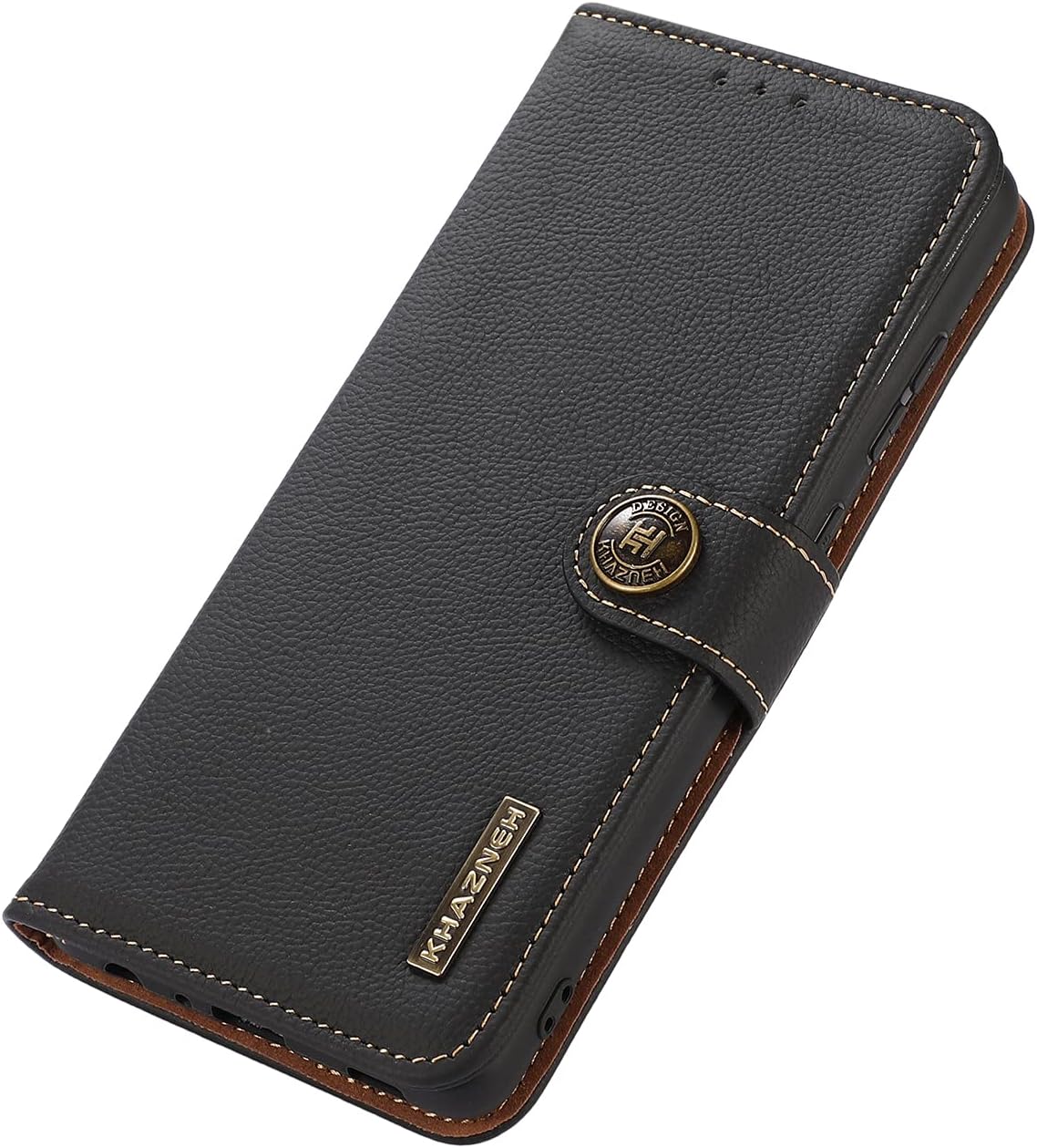 iTape Genuine leather phone case for Honor 400 Lite, cowhide RFID anti-theft brush phone case with card slot and shockproof flip cover Black