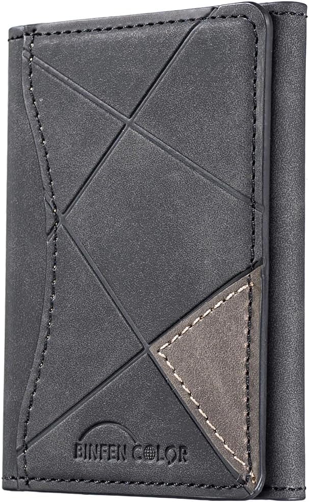 iTape Leather Magnetic Phone Wallet Compatible with Various Phone Models Android and iOS, Ultra-thin Trifold Wallet Card Holder Flip Stand Purple