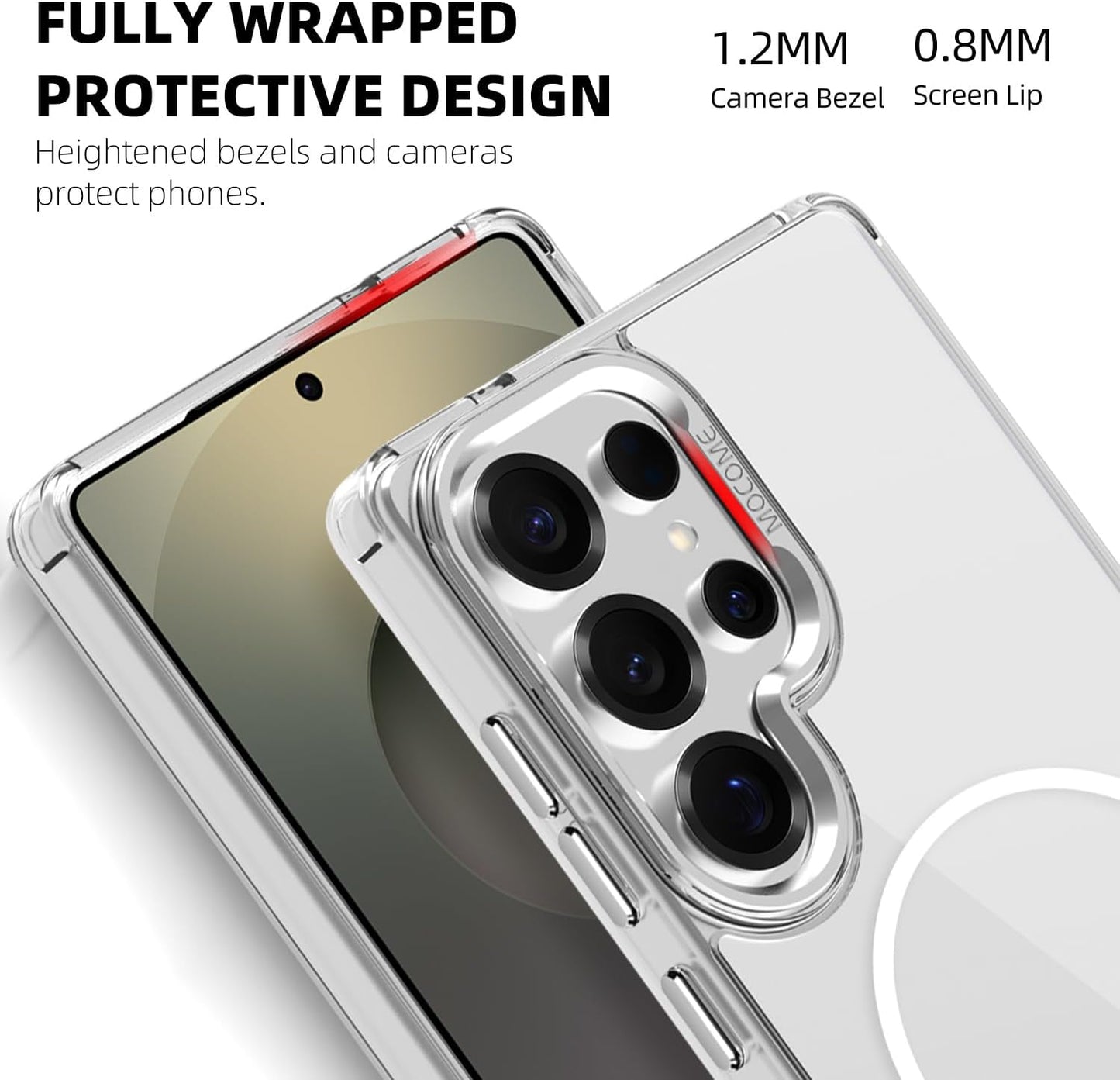 iTape Magnetic transparent phone case for Samsung Galaxy S25 Ultra, supports wireless charging, military-grade drop-proof, Car magnetic bracket 2 in 1 magnetic card holder