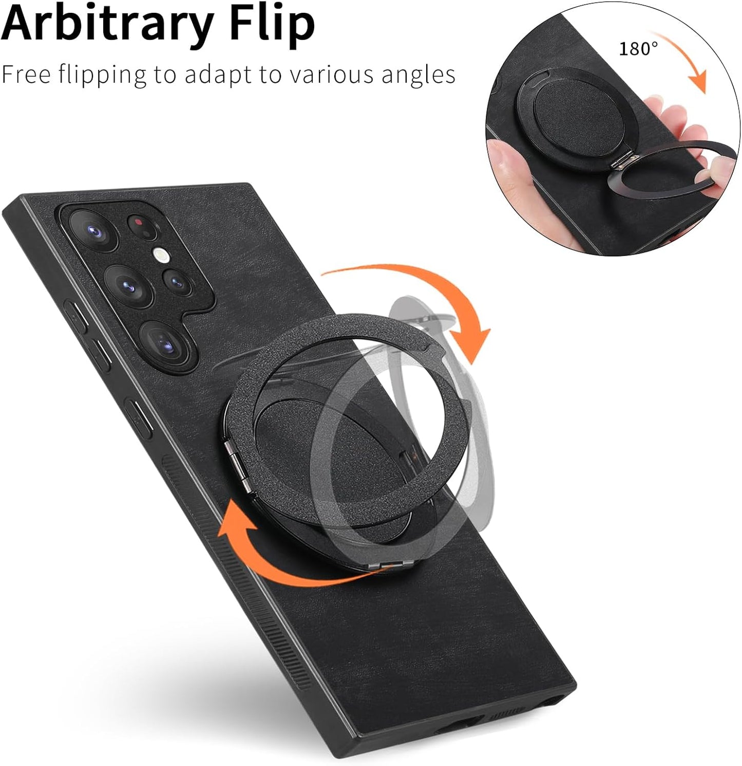 iTape Retro magnetic mobile phone case for Samsung Galaxy S25 Ultra, wireless charging magnetic car mount, round ring 360% rotating mount Green