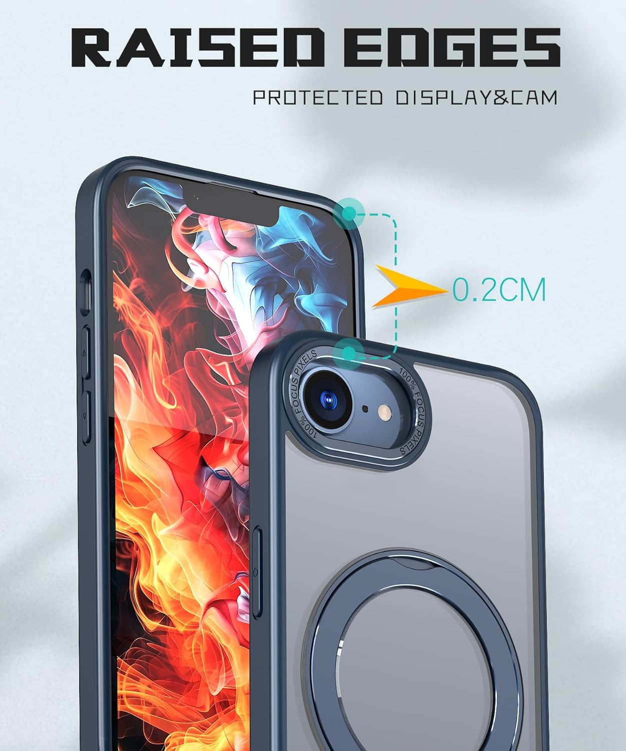 Magnetic phone case for iPhone 16E, 360° rotating bracket supports wireless charging, shockproof ultra-thin shell Gray