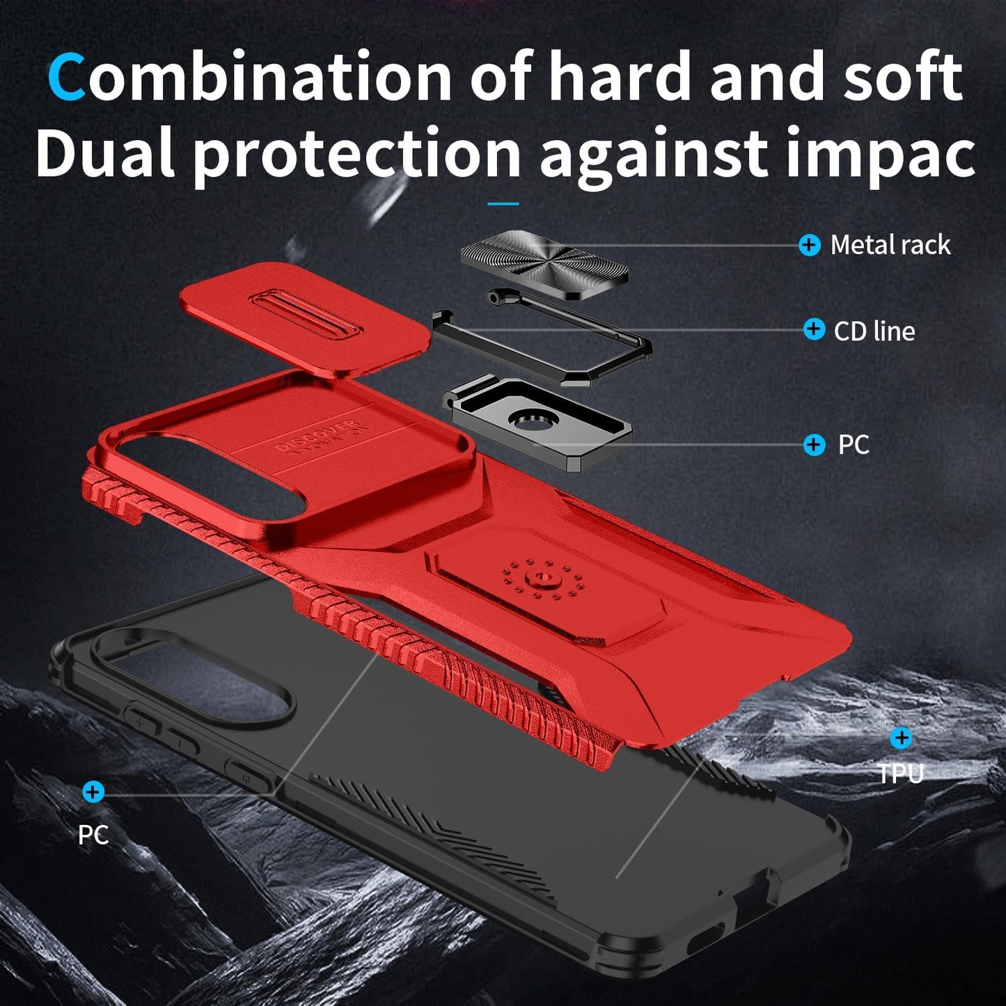 Magnetic car mount 2 in 1 phone case for Samsung Galaxy S25 Edge, double layer shockproof and drop-proof protective case. 360° rotating bracket finger ring buckle push window lens protection