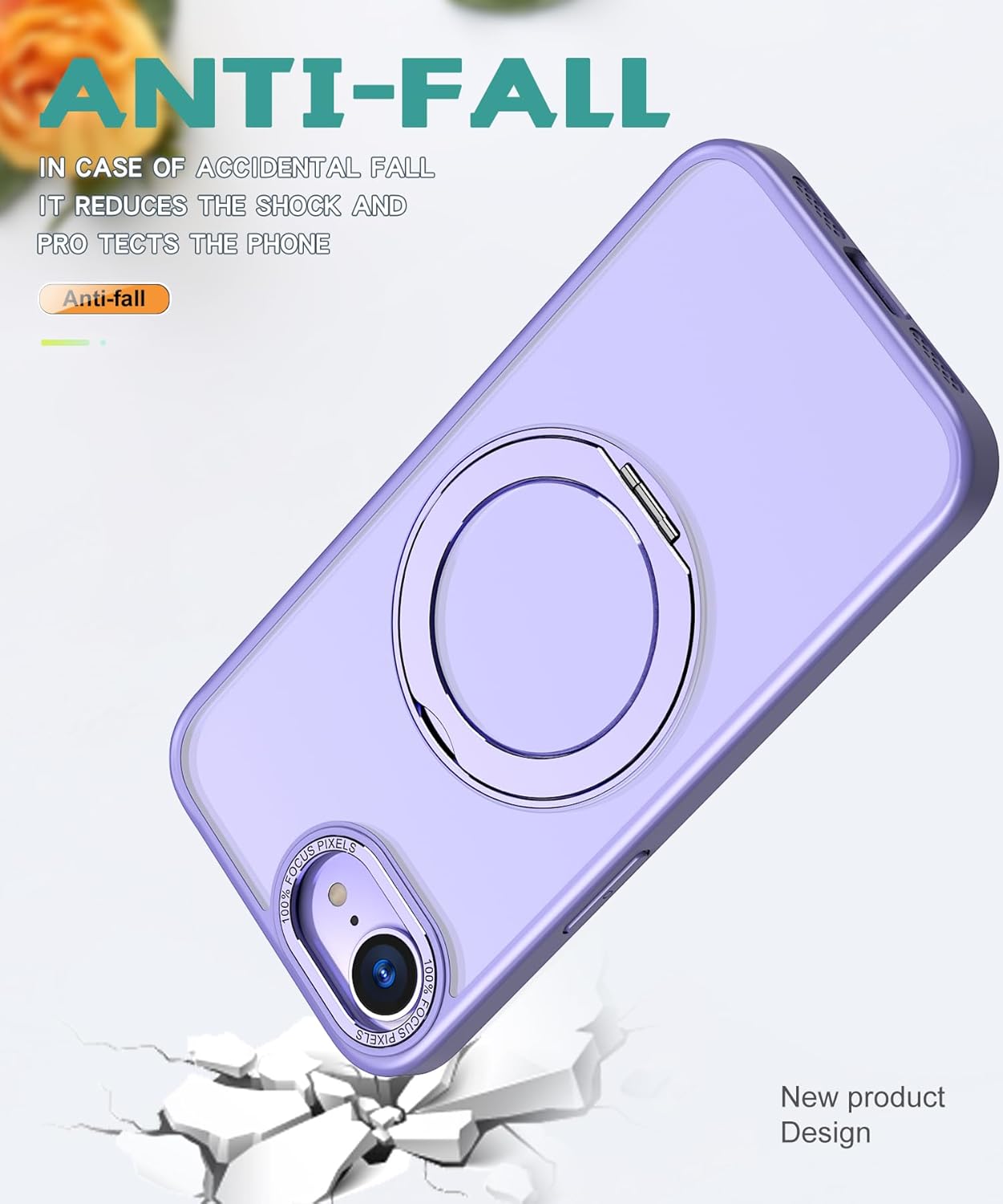 Magnetic phone case for iPhone 16E, 360° rotating bracket supports wireless charging, shockproof ultra-thin shell Gray