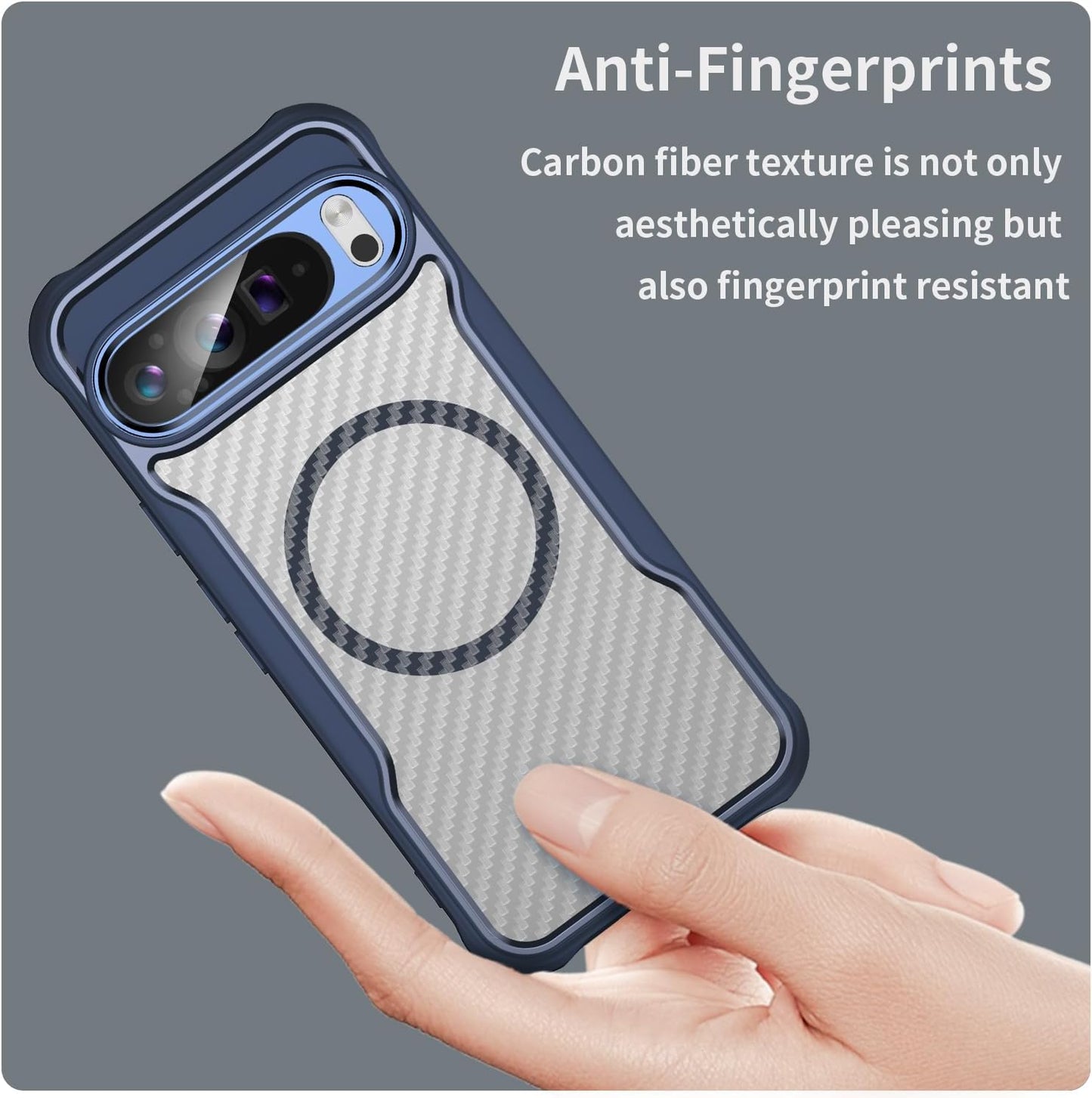 iTape Magnetic carbon fibre case for Google Pixel 9 Pro XL 5G, support wireless charging, carbon fibre shockproof slim case Green