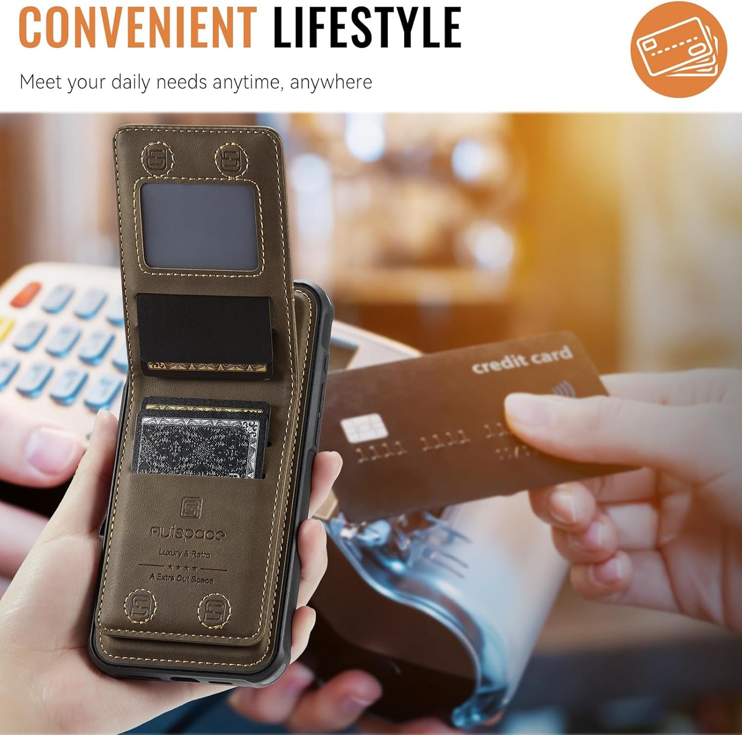 Up and down card holder mobile phone case suitable for iPhone 16, RFID (anti-theft), supports car magnetic suction function, card slot wallet holder Blue