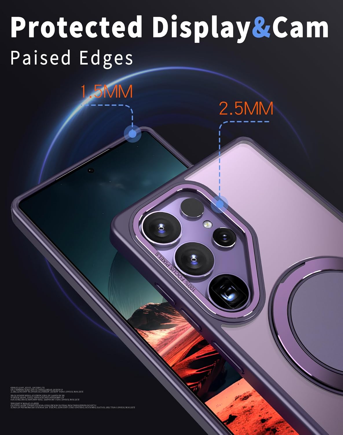 iTape Magnetic phone case for Samsung Galaxy S25 Ultra, mechanical gear 360° rotating bracket supports wireless charging, shockproof ultra-thin shell Gray