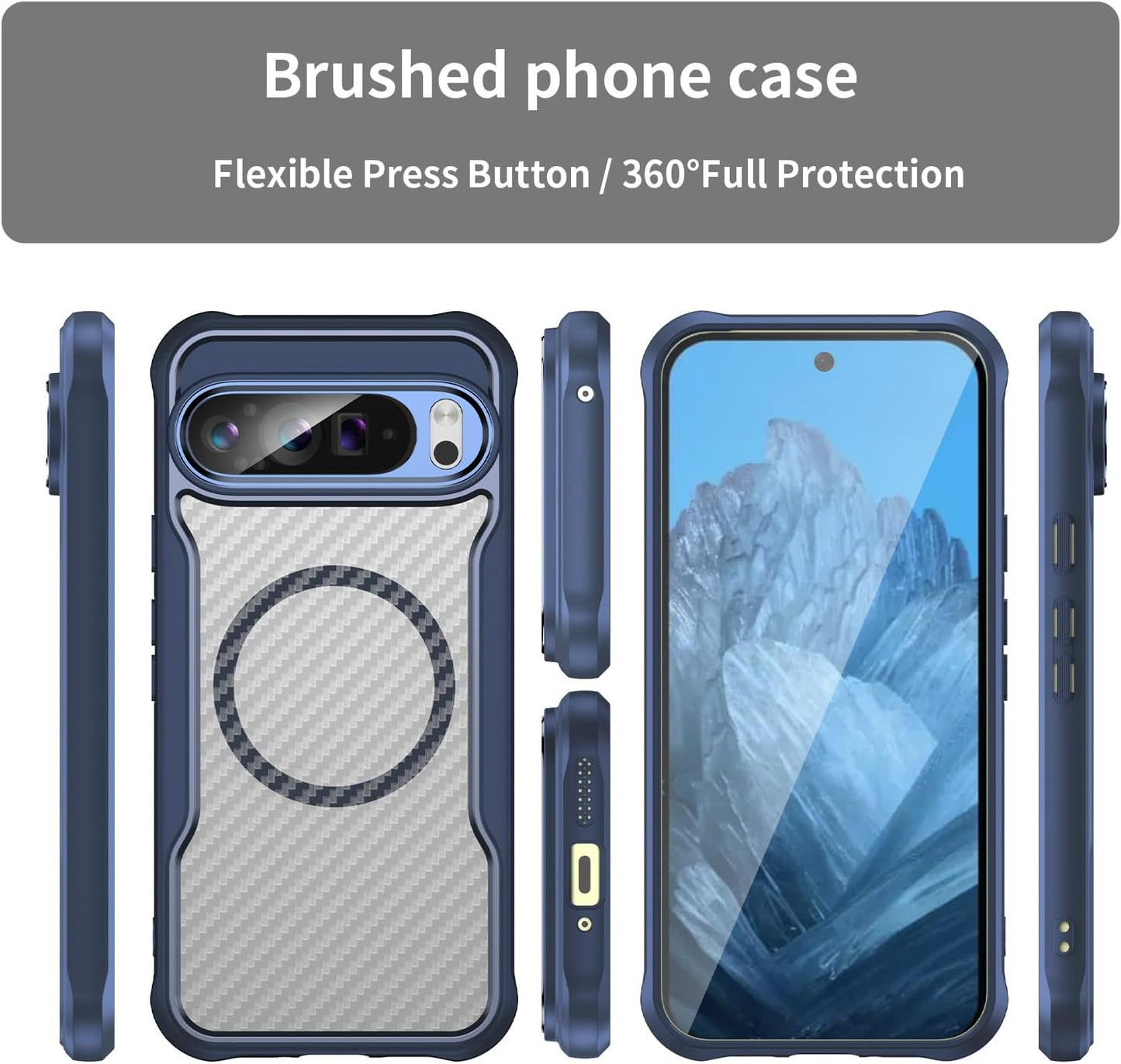 iTape Magnetic carbon fibre case for Google Pixel 9 Pro XL 5G, support wireless charging, carbon fibre shockproof slim case Green